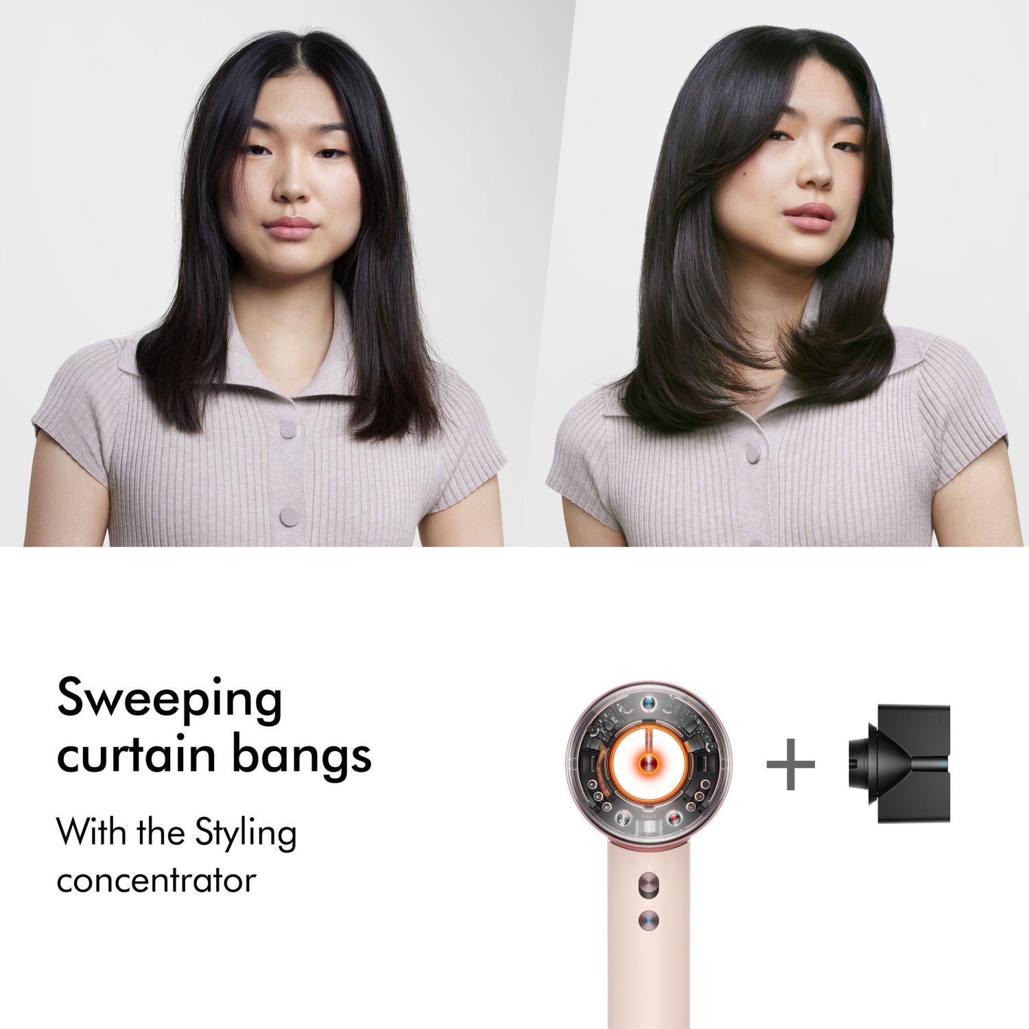 Before and after results of using Dyson Supersonic Nural Hair Dryer variant: Ceramic Pink