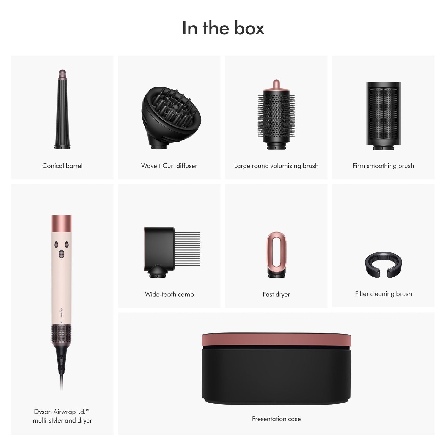 Image of an open Dyson Airwrap i.d. Multi-Styler and Dryer Curly+Coily variant: Ceramic Pink