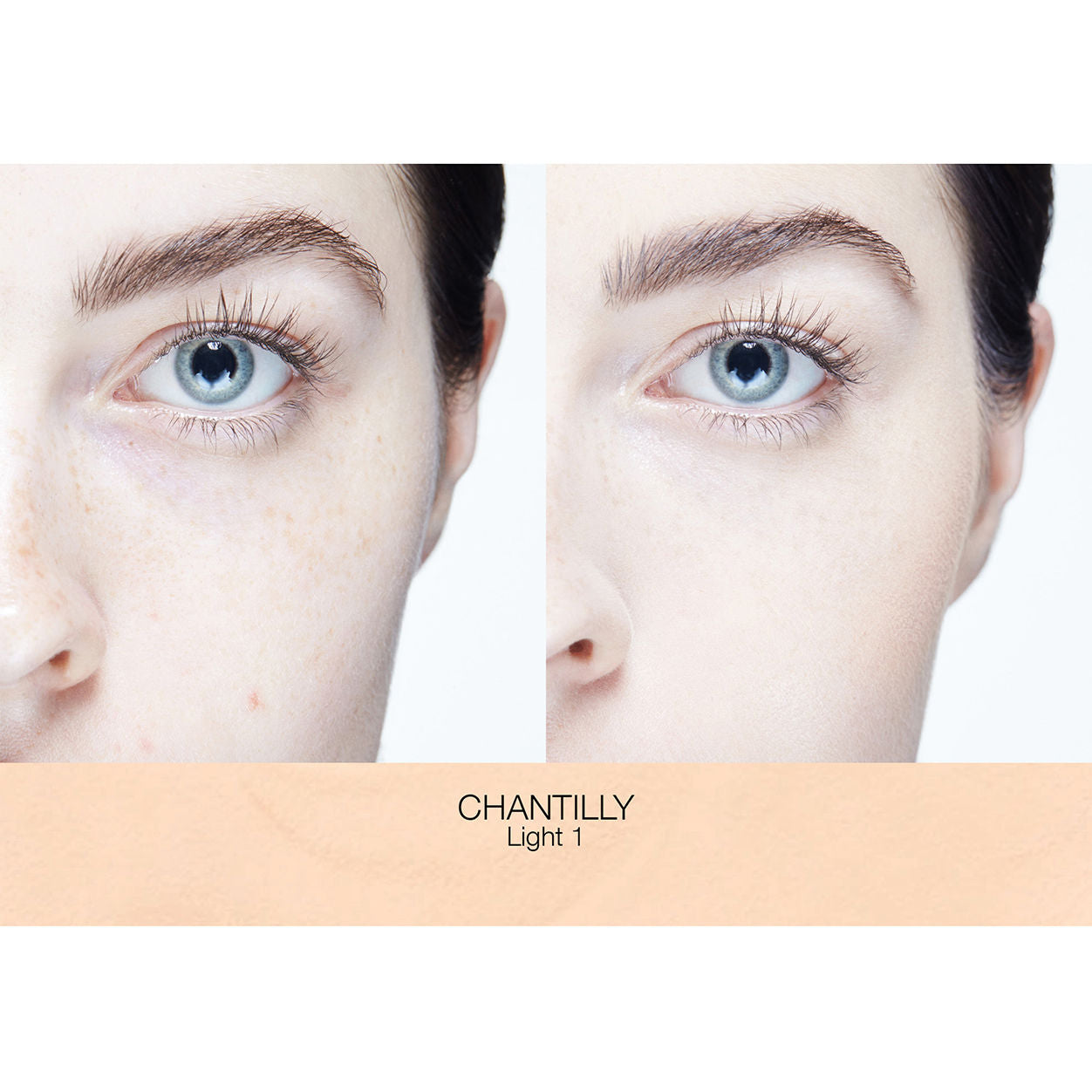 Before and after results of using Nars Soft Matte Complete Concealer variant: Chantilly