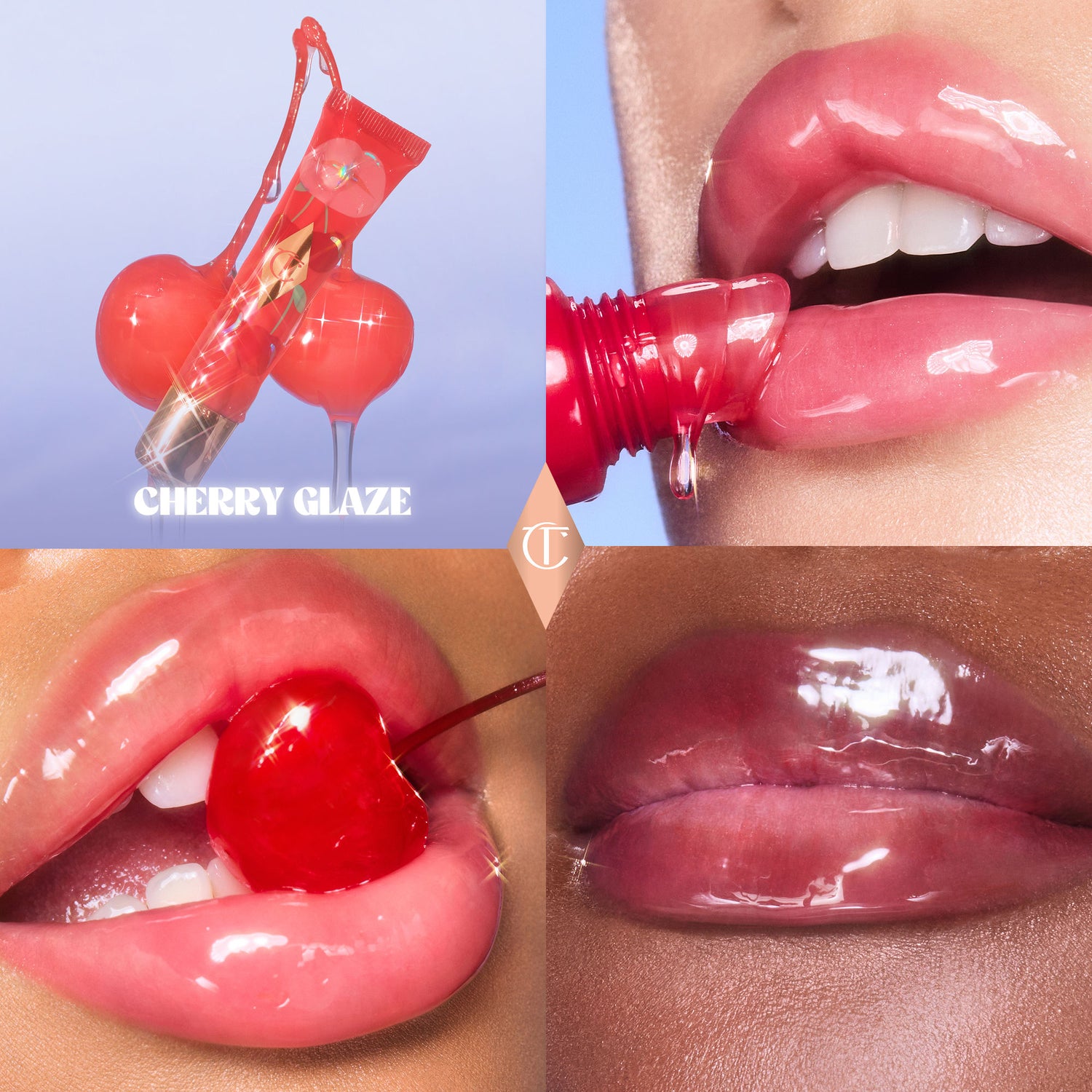 Model image of Charlotte Tilbury Unreal Lips Healthy Glow Nectar Oil variant: Cherry Glaze