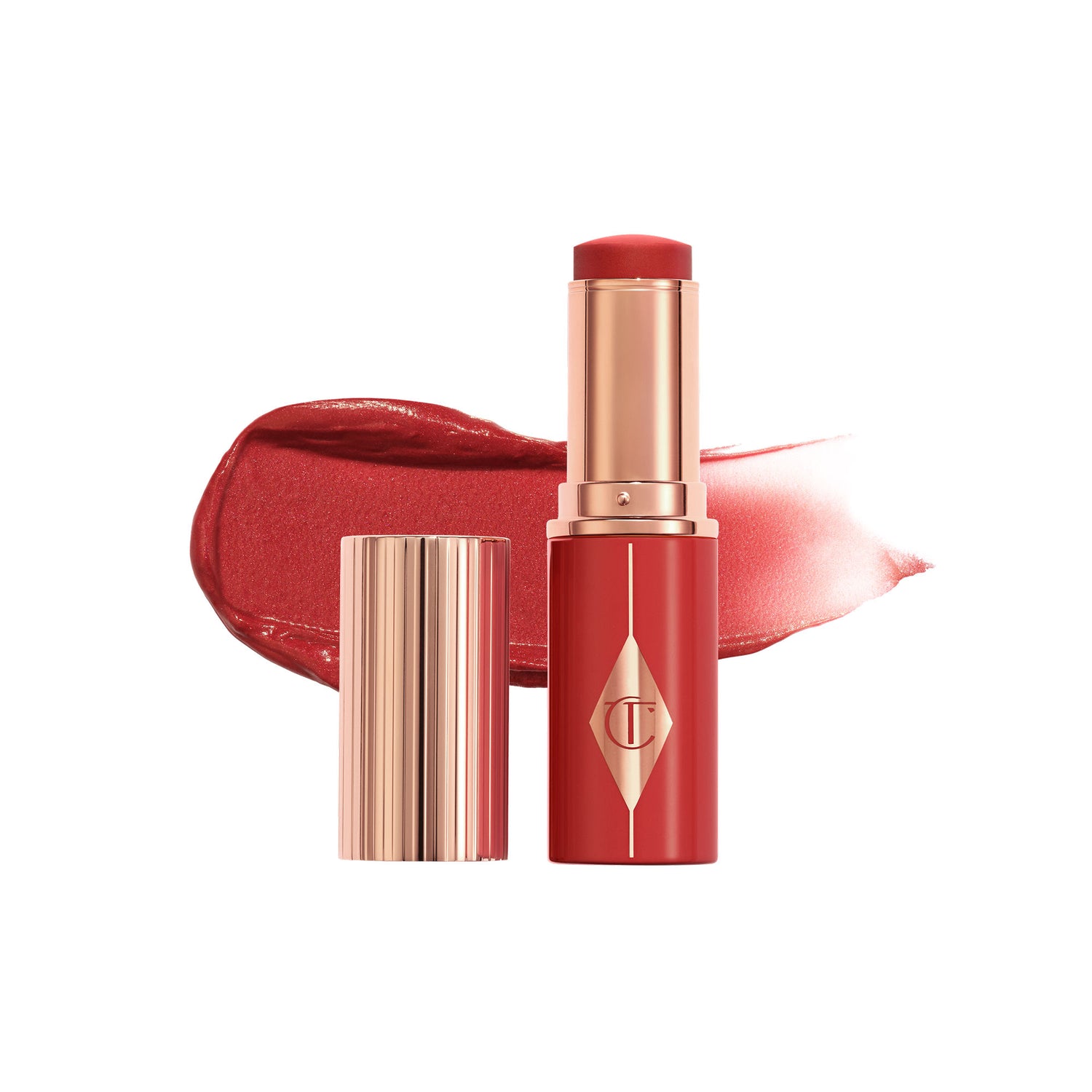 Swatch image of Charlotte Tilbury Unreal Lip + Cheek Glow Blush Stick with Hyaluronic Acid variant: Cherry Glow