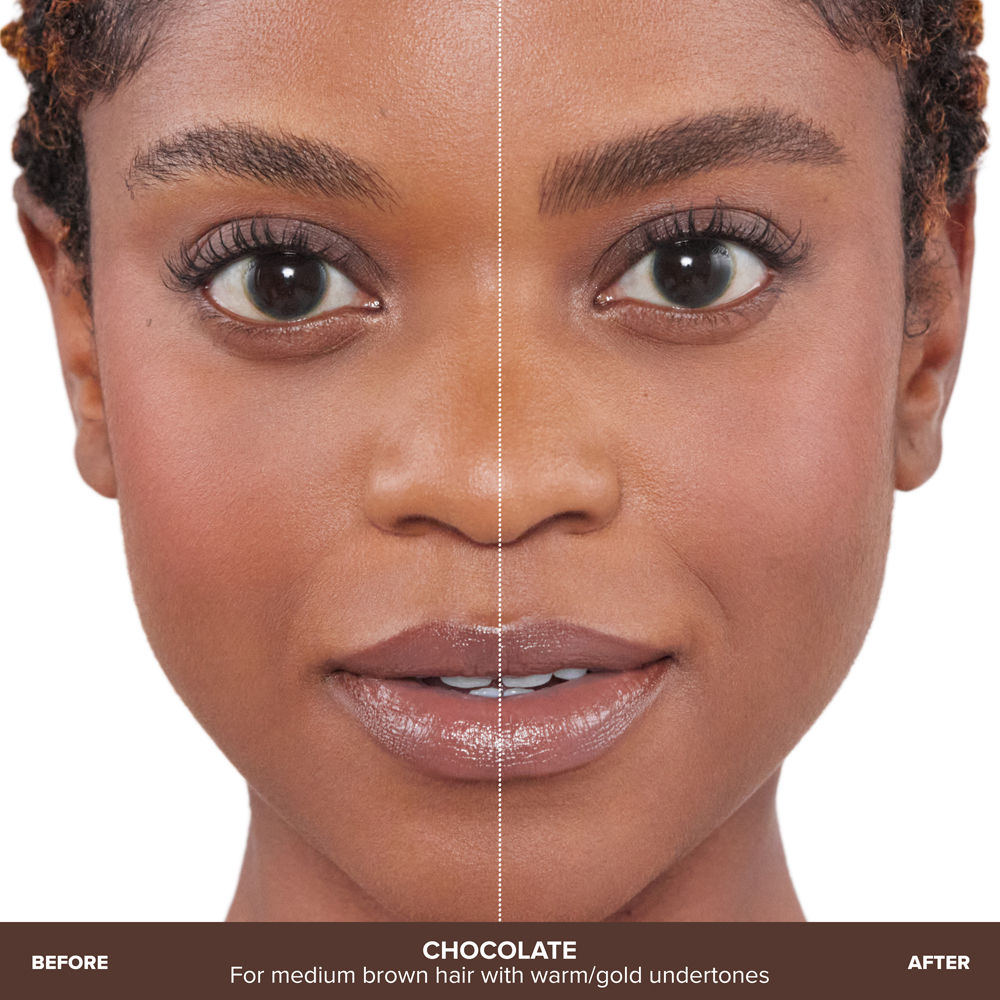 Before and after results of using Anastasia Beverly Hills Chocolate variant: Chocolate