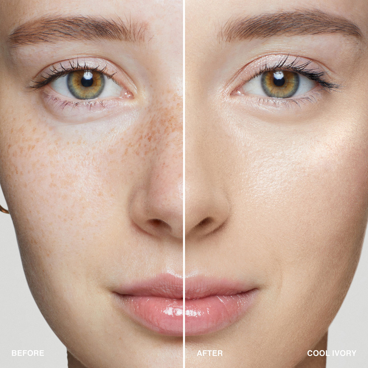 Before and after results of using Bobbi Brown Intensive Serum Foundation SPF 40/30 variant: Cool Ivory