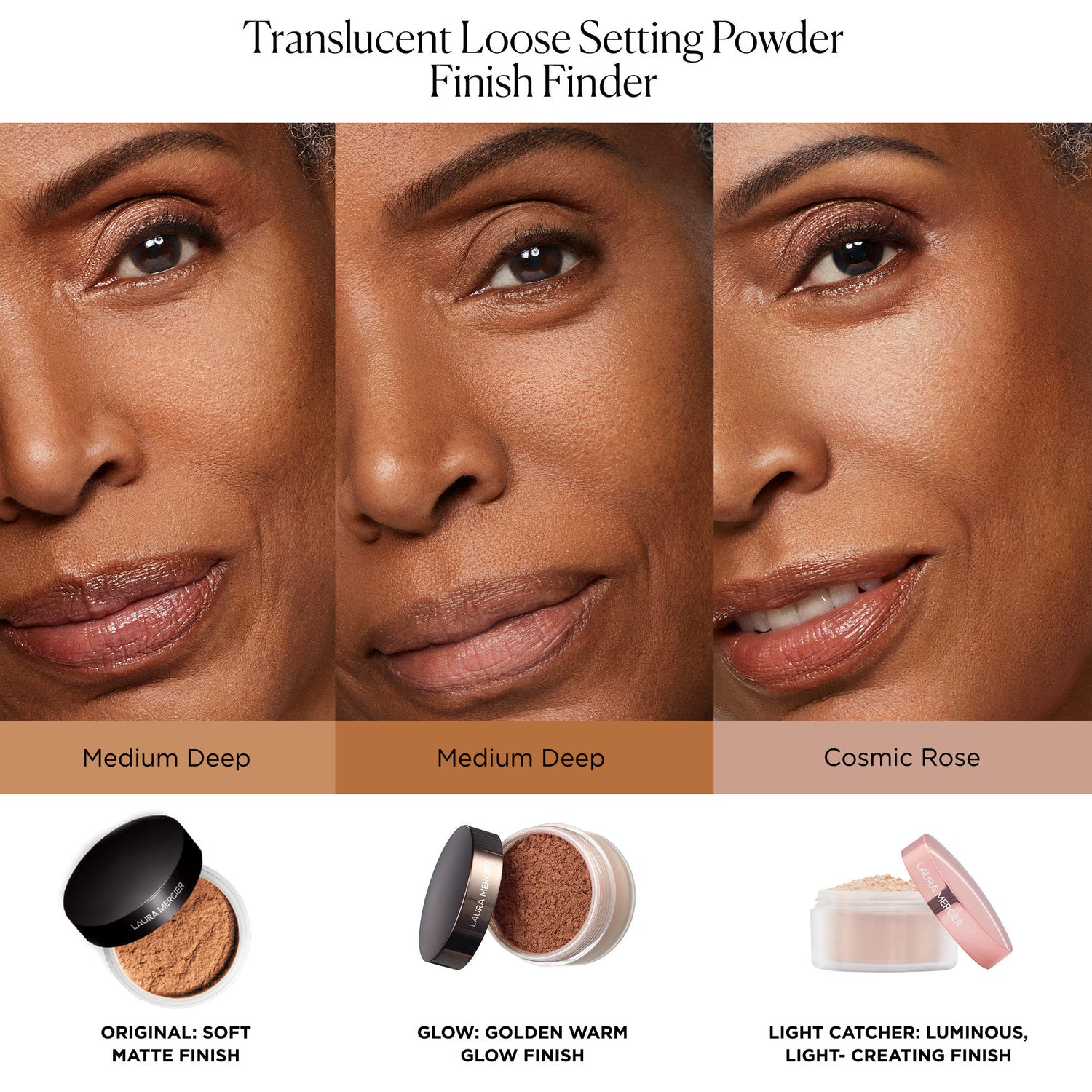 Model image of Laura Mercier Translucent Loose Setting Powder Light Catcher variant: Cosmic Rose