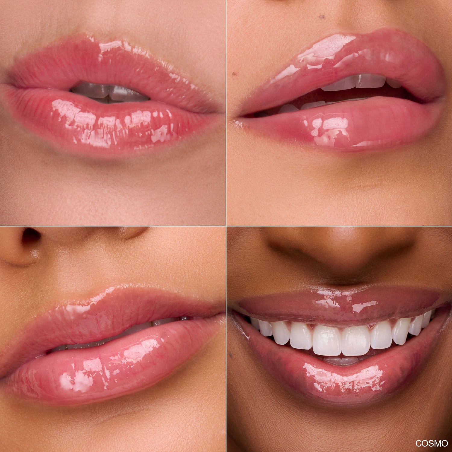 Before and after results of using Ogee Beyond Clean Lip Gloss variant: Cosmo