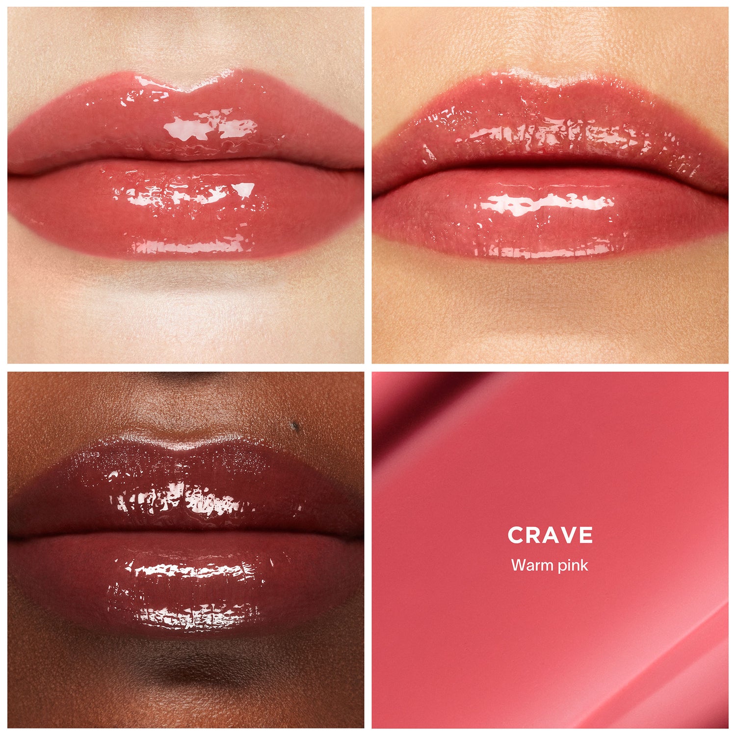 A shade comparison of Hourglass Phantom Volumizing Glossy Balm variant: Crave 140