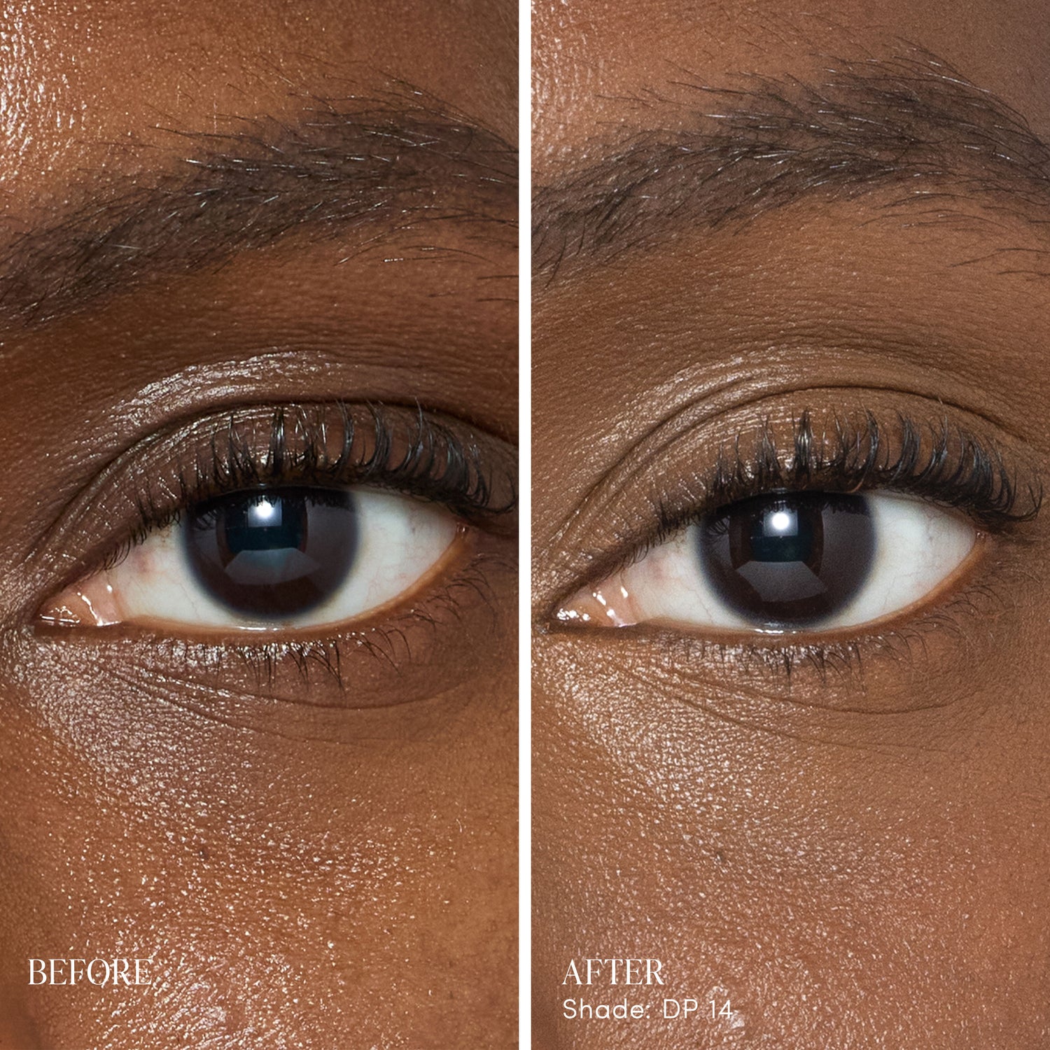 Before and after results of using variant: DP14 - Deep With Peach Undertones