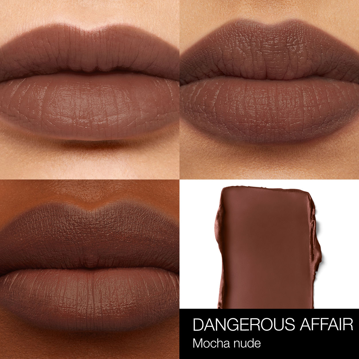 A shade comparison of Nars Soft Matte Tinted Lip Balm variant: Dangerous Affair