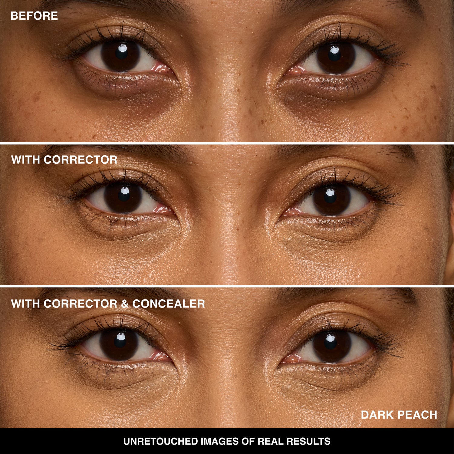 Before and after results of using Bobbi Brown Dark Peach variant: Dark Peach