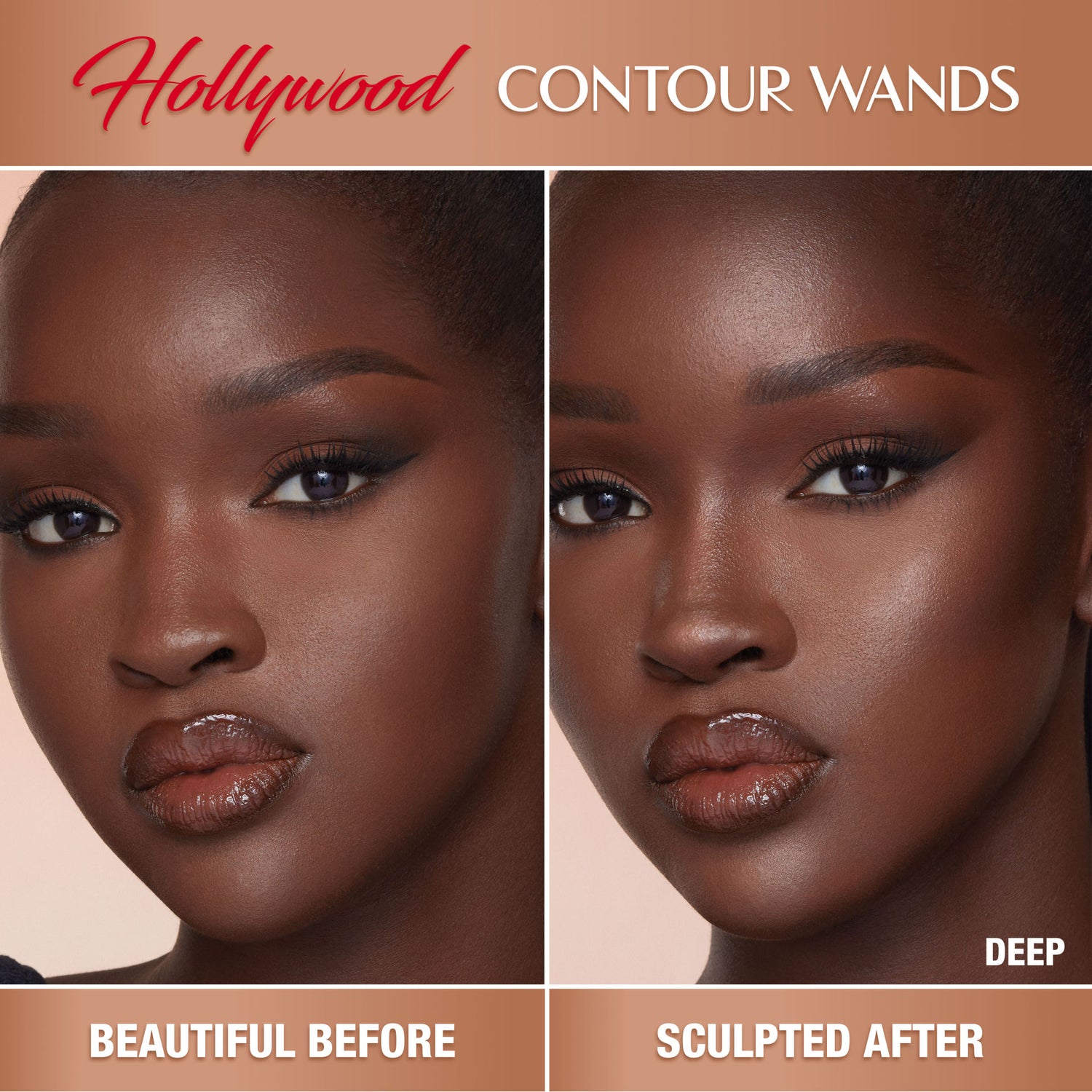 Before and after results of using Charlotte Tilbury Deep variant: Deep