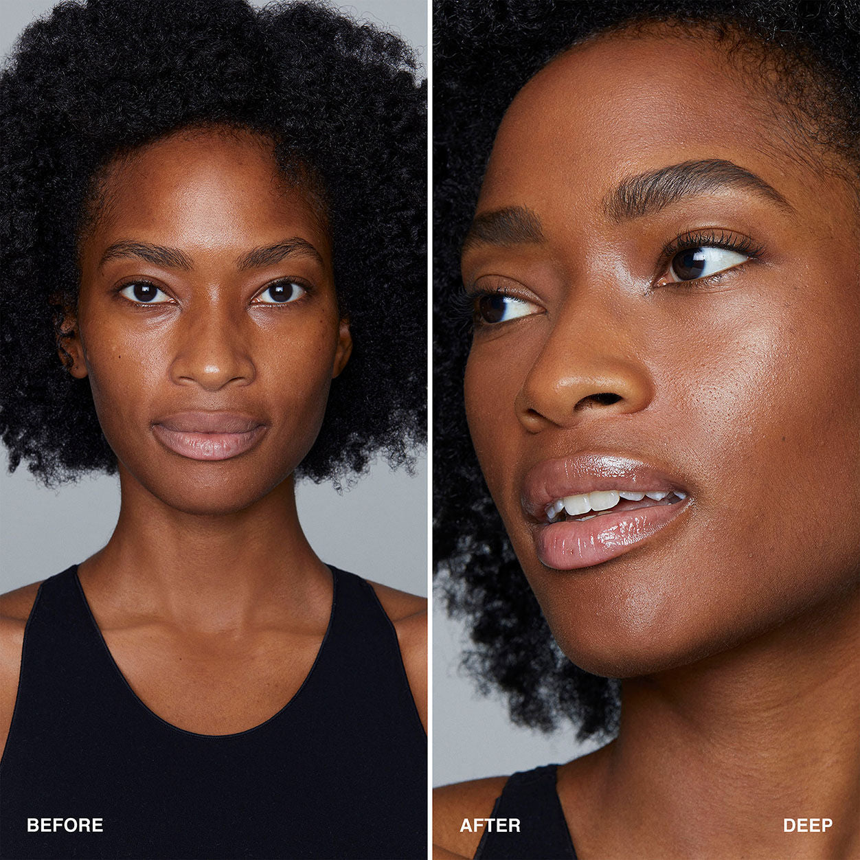 Before and after results of using Bobbi Brown Nude Finish Tinted Moisturizer SPF 15 variant: Deep Tint