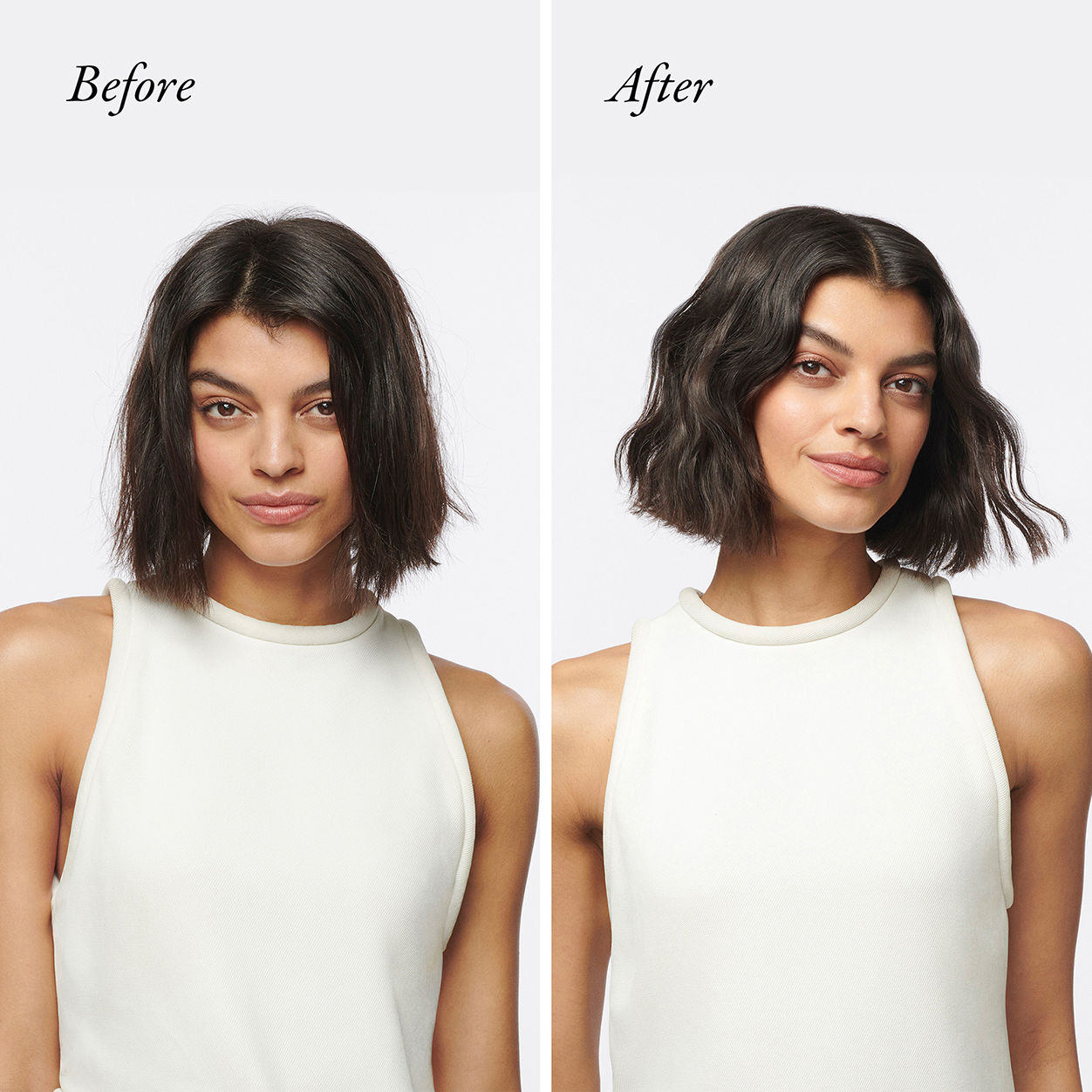 Before and after results of using Oribe Hair Alchemy Heatless Styling Balm variant: Default Title