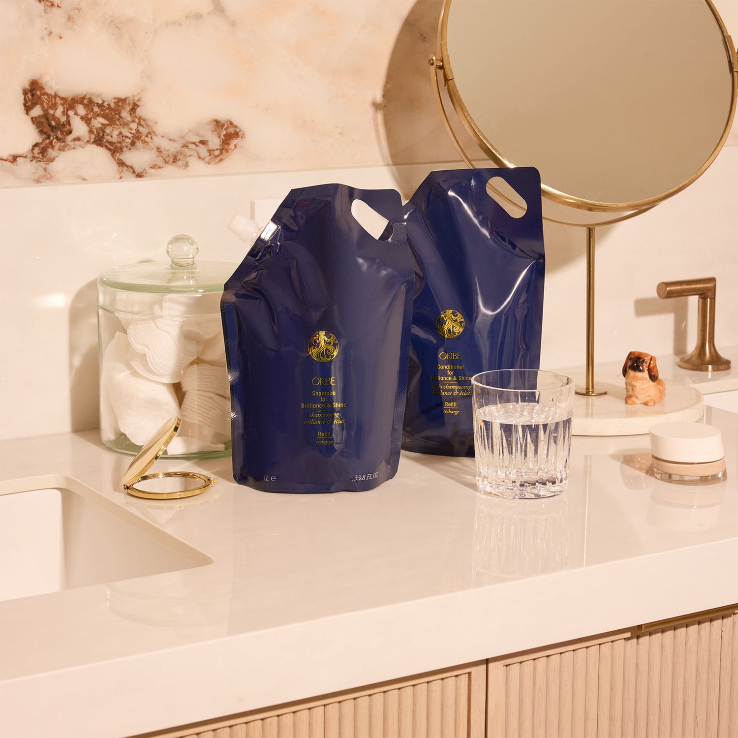 Lifestyle image of Oribe Supershine Hydrating Shampoo variant: 33.8 fl oz (Refill)