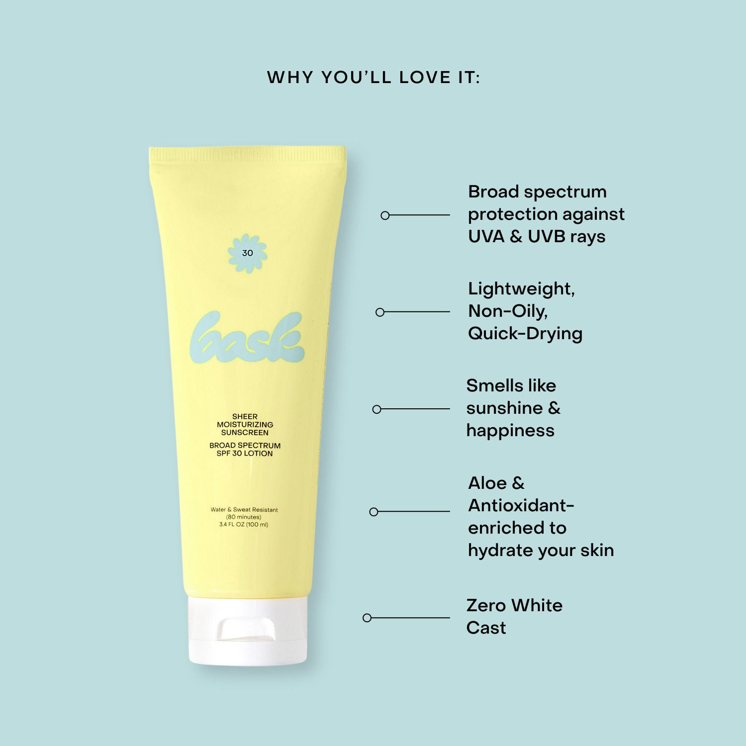 Swatch image of Bask Suncare Sheer Moisturizing Lotion SPF 30 variant: Default Title