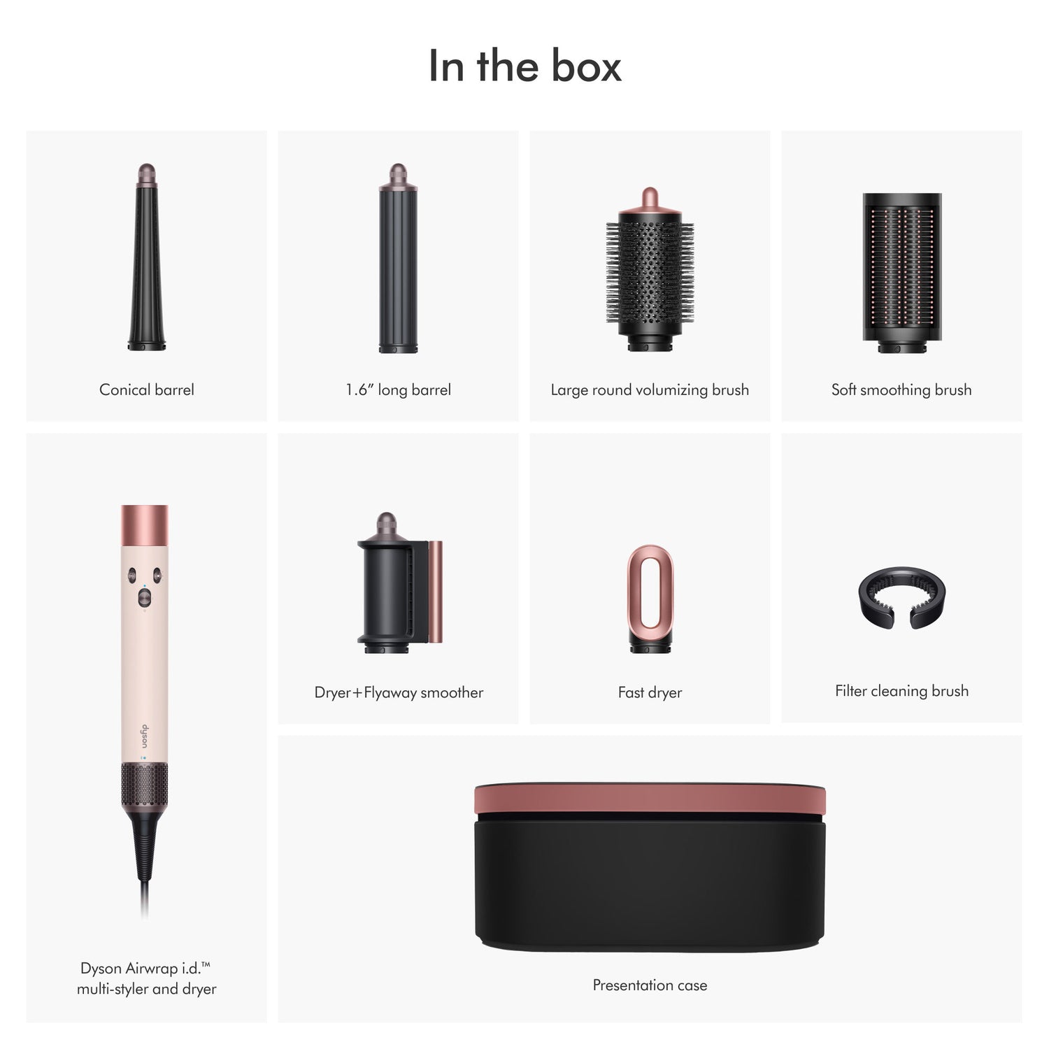 Image of an open Dyson Airwrap i.d. Multi-Styler and Dryer Straight+Wavy variant: Ceramic Pink