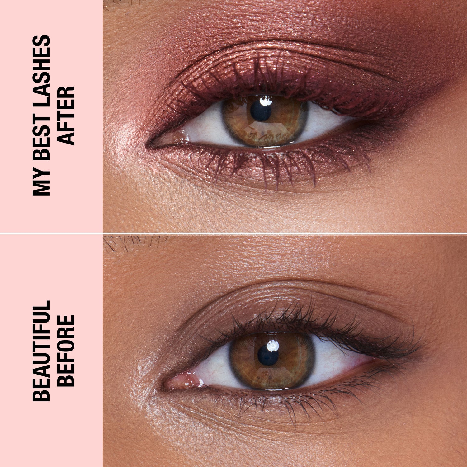 Before and after results of using Charlotte Tilbury Pillow Talk Push Up Lashes Mascara variant: Dream Pop