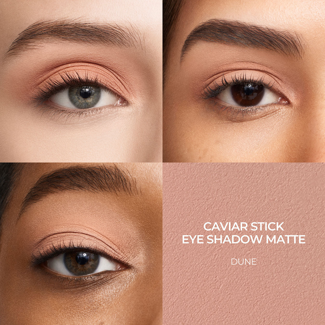 A shade comparison of Laura Mercier Caviar Stick Matte Eye Shadow variant: Dune
