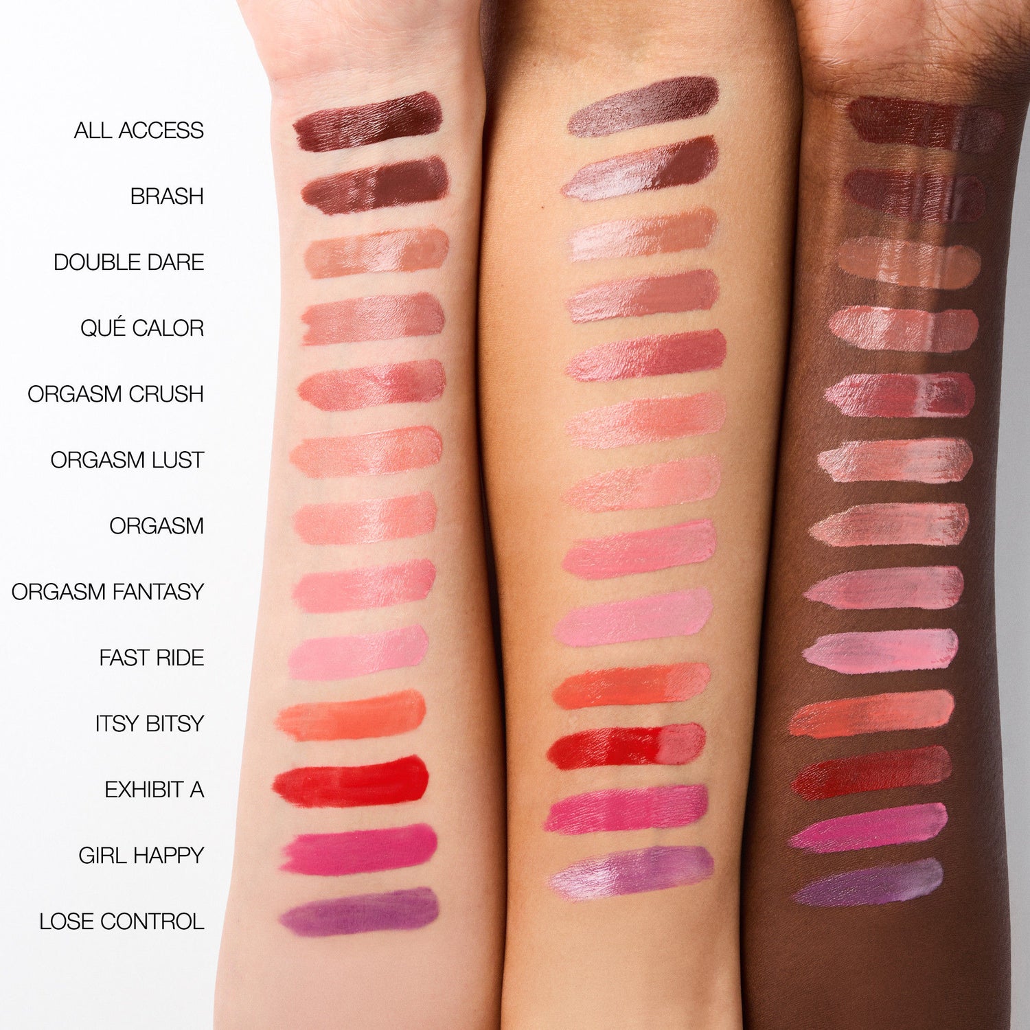 An arm swatch of variant: Exhibit A - tomato red