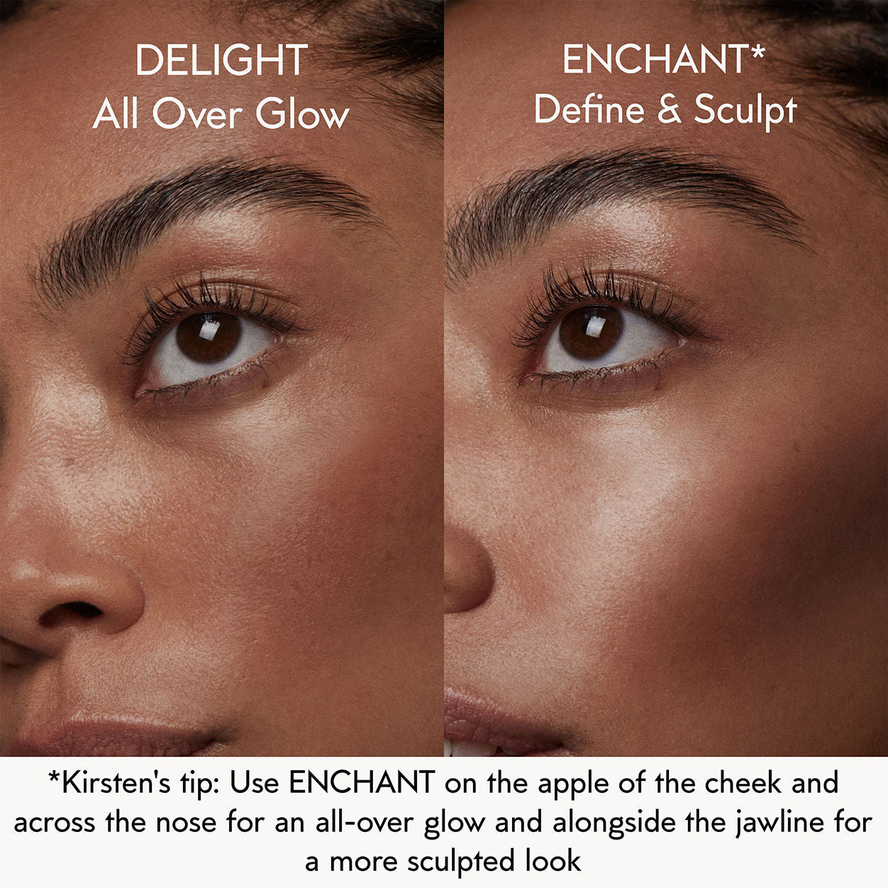 Before and after results of using Kjaer Weis Matte Cream Bronzer Refill variant: Enchant