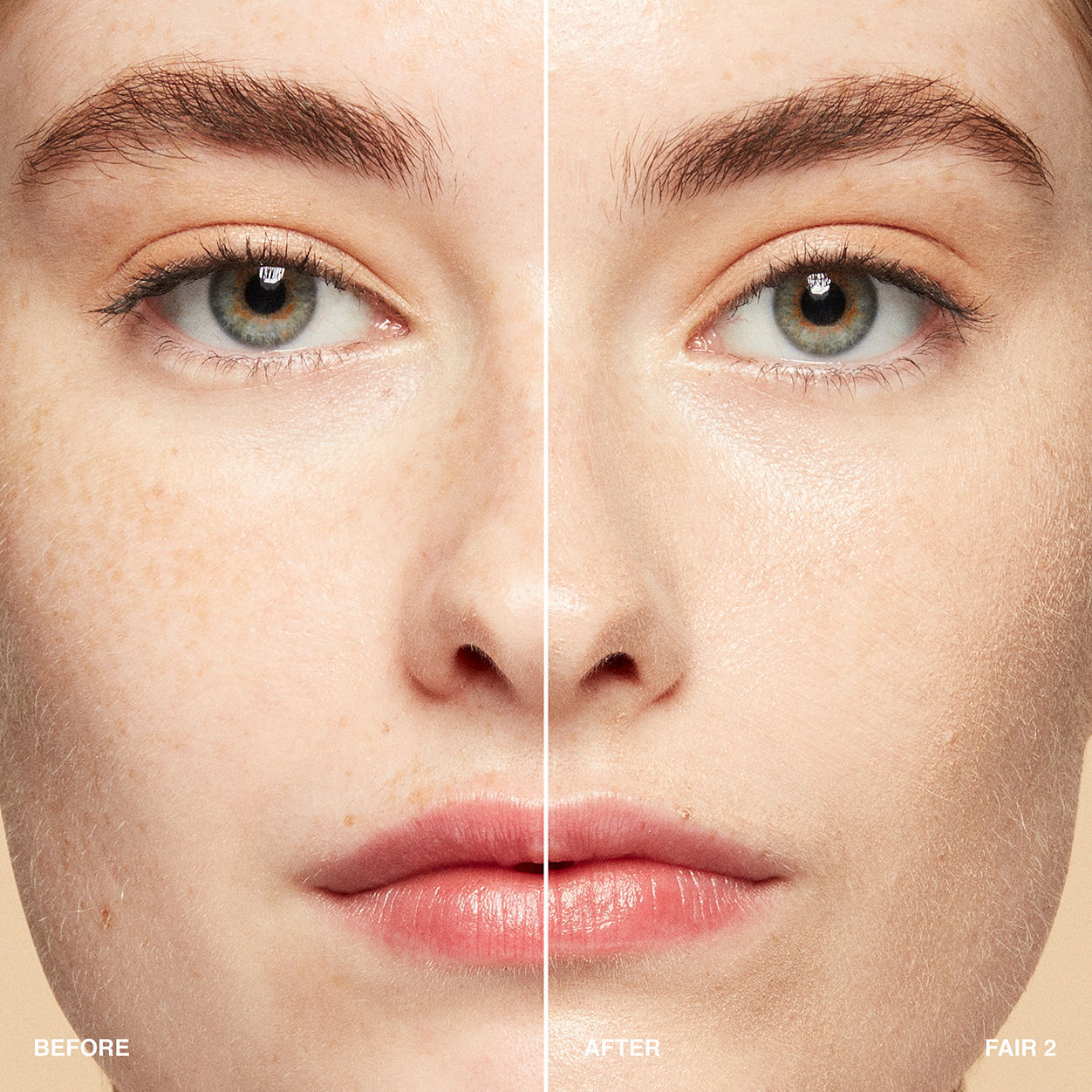 Before and after results of using Bobbi Brown Vitamin Enriched Hydrating Skin Tint SPF 15 with Hyaluronic Acid variant: Fair 2
