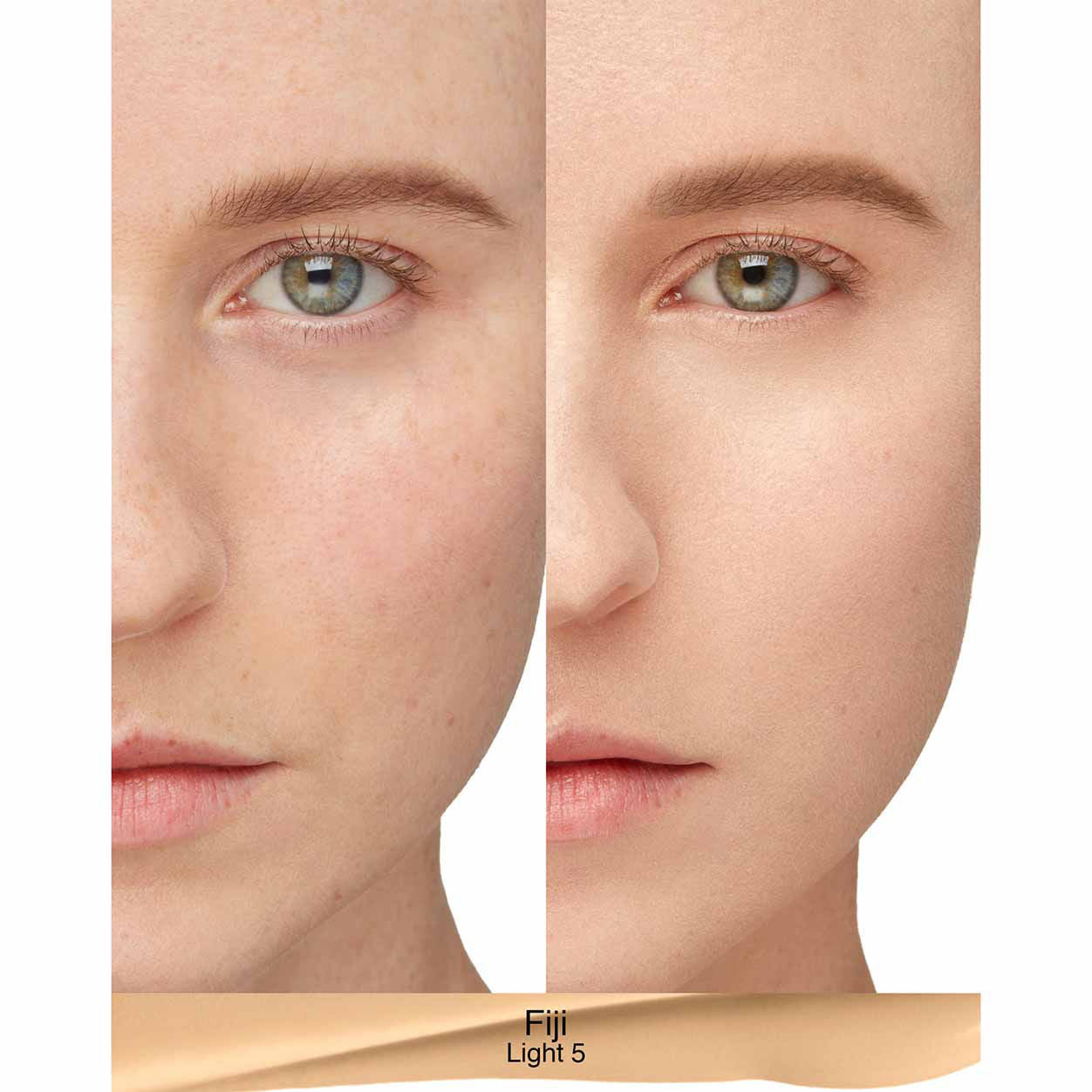 Before and after results of using Nars Natural Radiant Longwear Foundation variant: Fiji L5