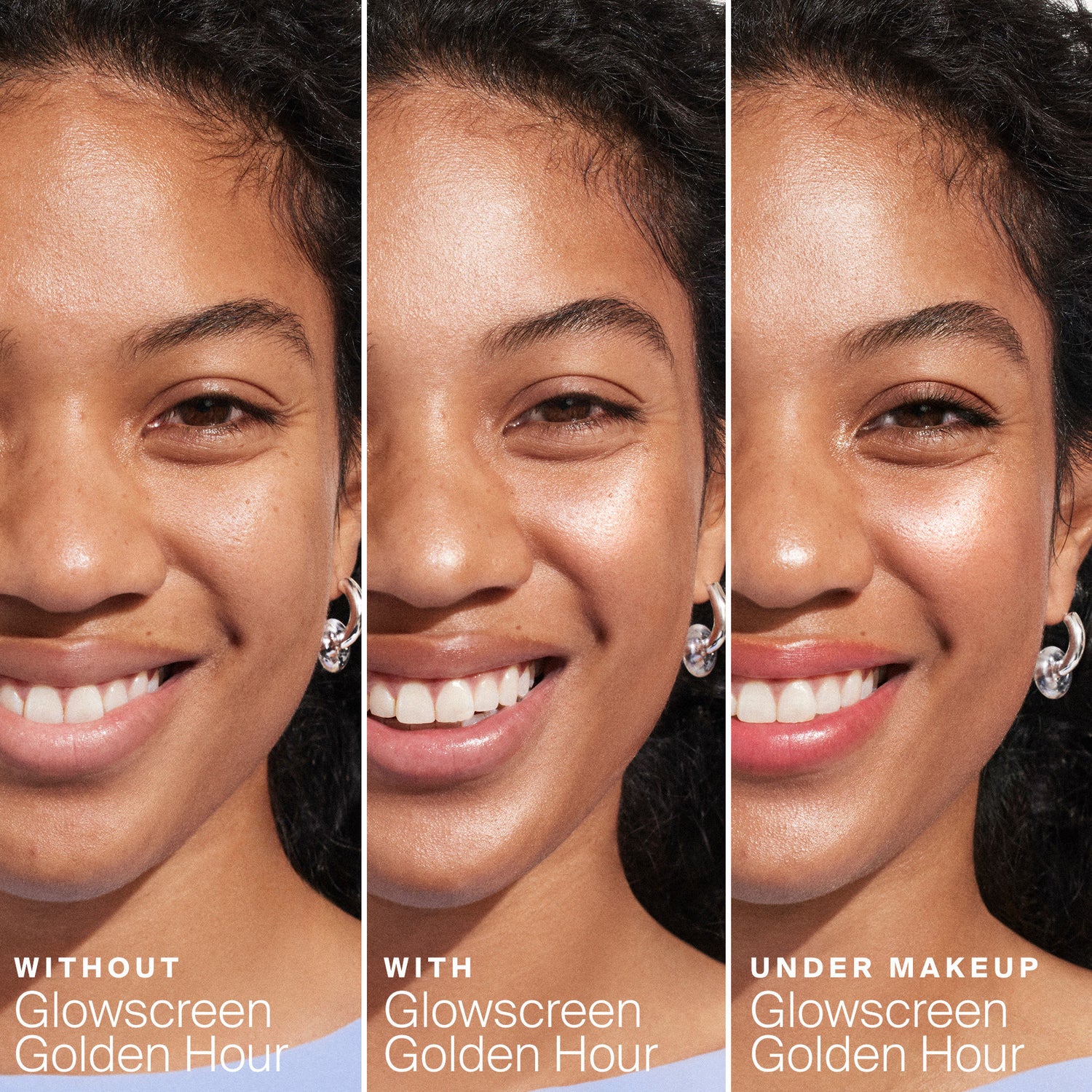 Before and after results of using Supergoop! Glowscreen SPF 40 variant: Golden Hour - 1.7 fl oz