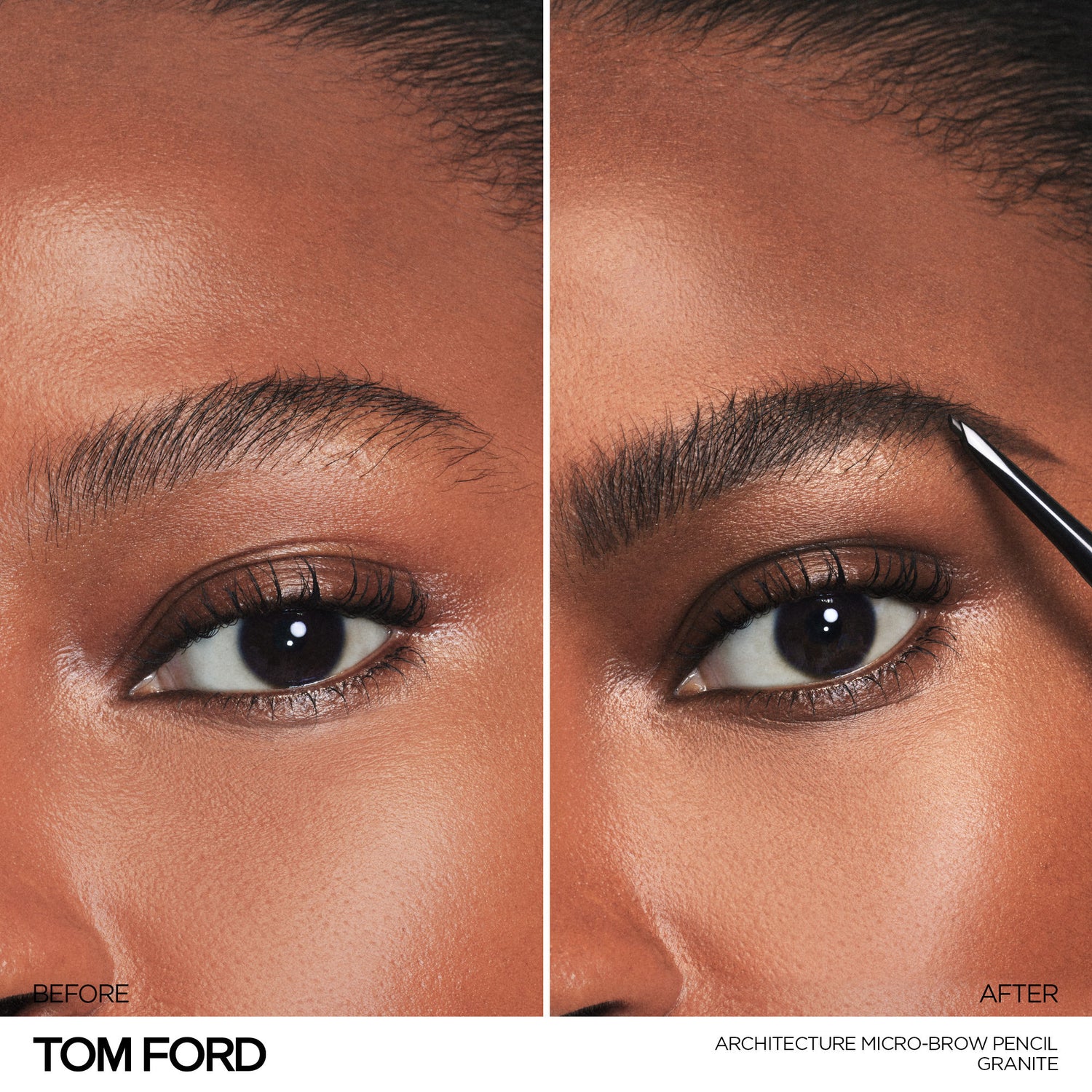 Before and after results of using Tom Ford Architecture Brow Pencil variant: Granite