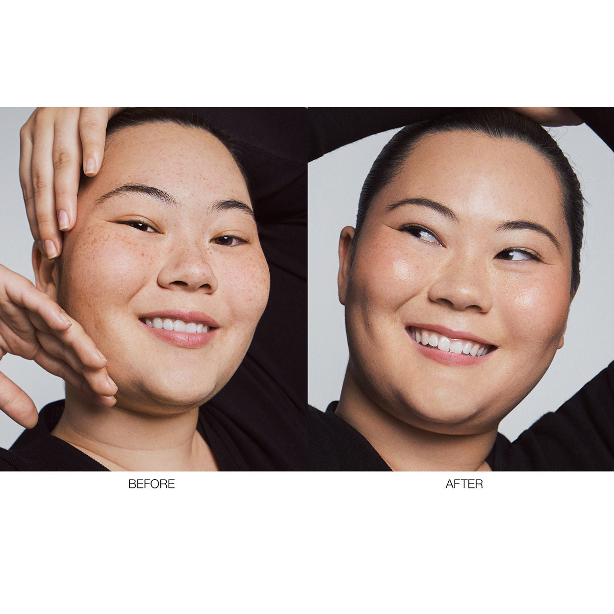 Before and after results of using Nars Pure Radiant Tinted Moisturizer Broad Spectrum SPF 30 variant: Groenland L3