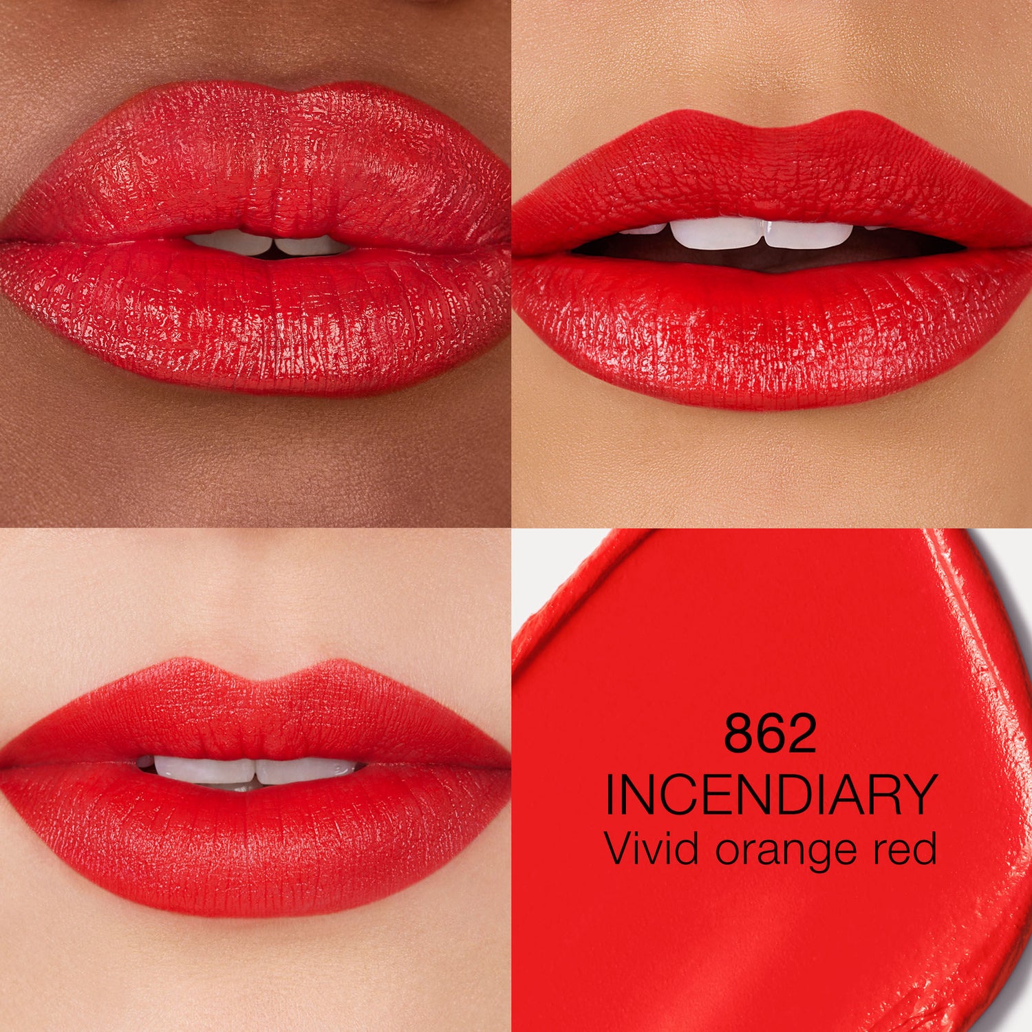 Model image of Nars Explicit Lipstick variant: Incendiary 862 (vivid orange red)