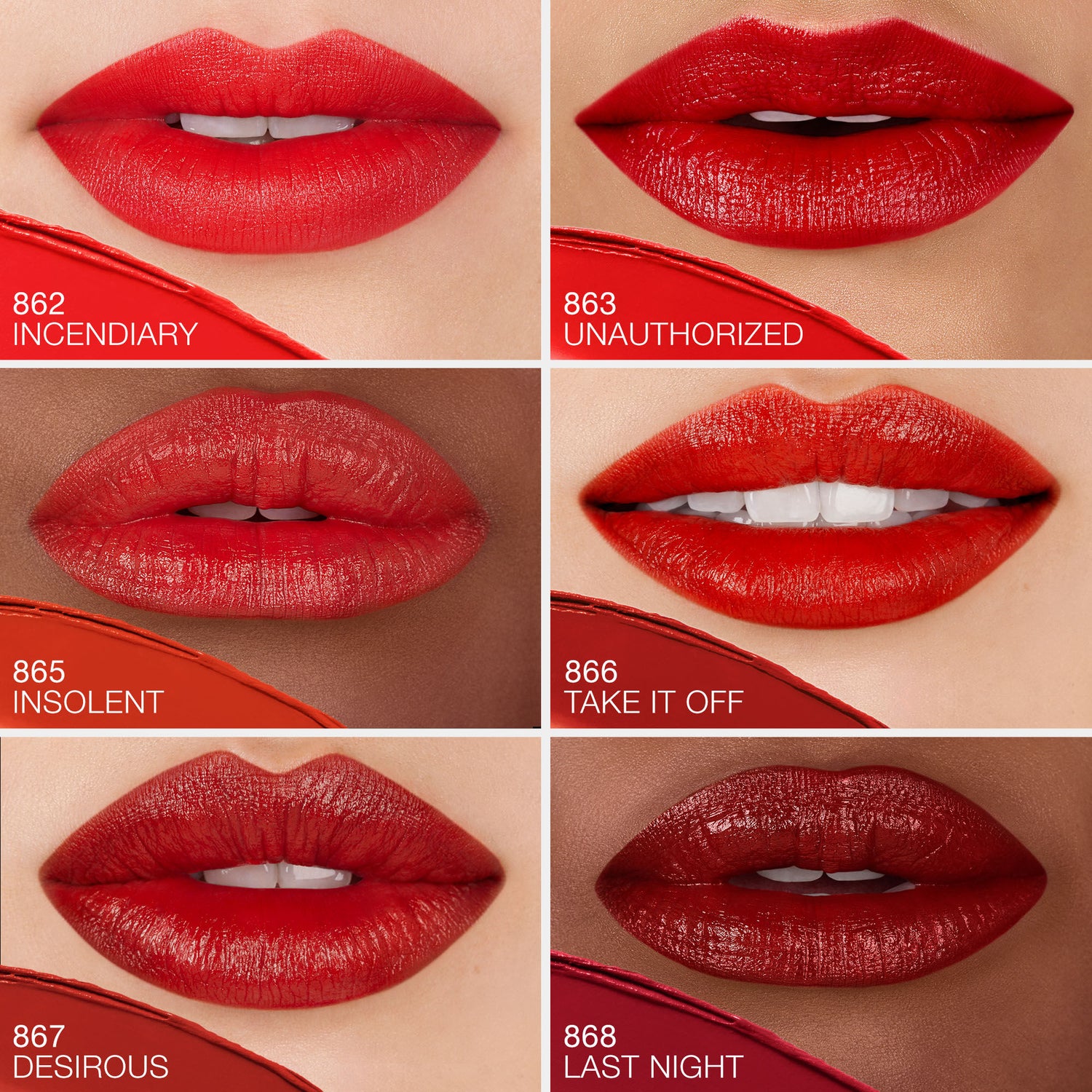 Model image of Nars Explicit Lipstick variant: Incendiary 862 (vivid orange red)