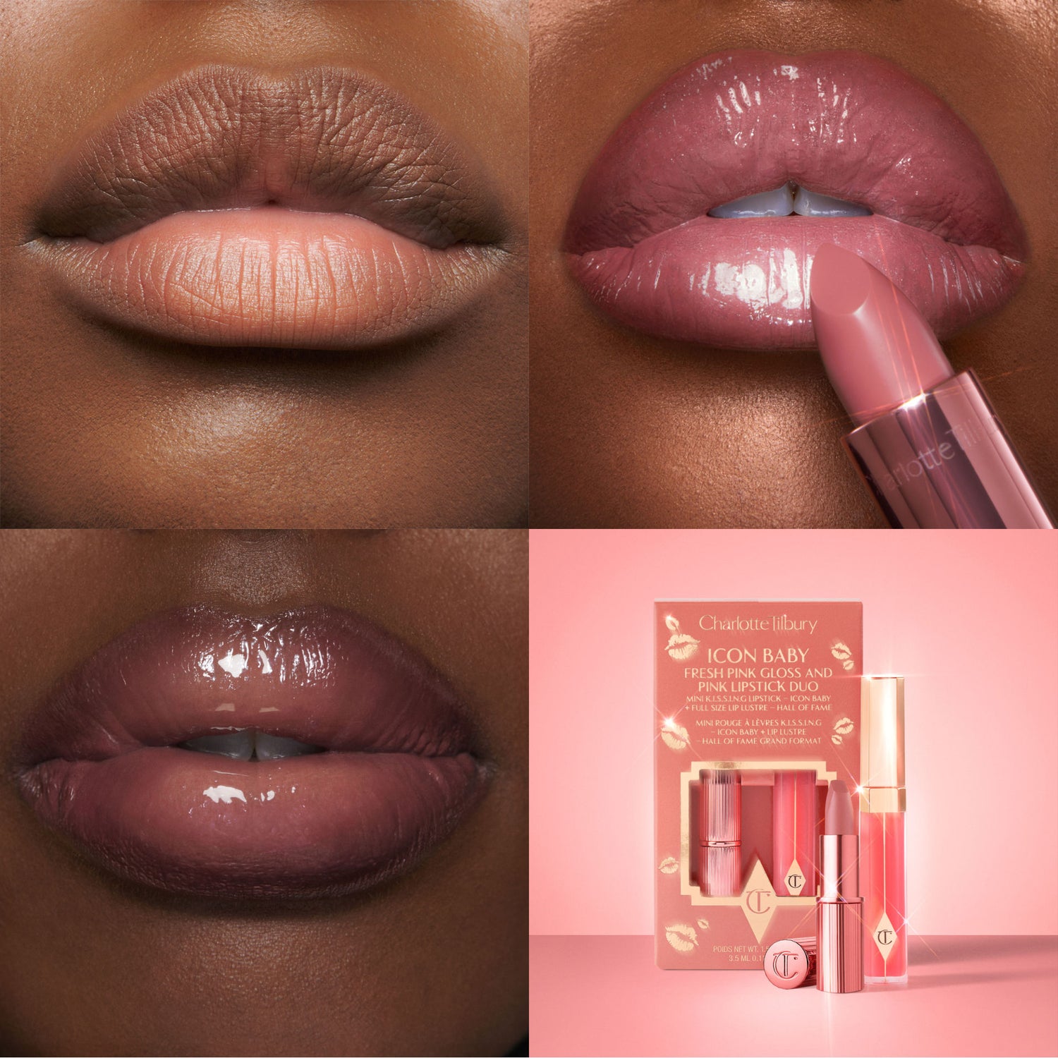 Lifestyle image of Charlotte Tilbury K.I.S.S.I.N.G Lipstick and Lip Gloss Duos variant: Icon Baby