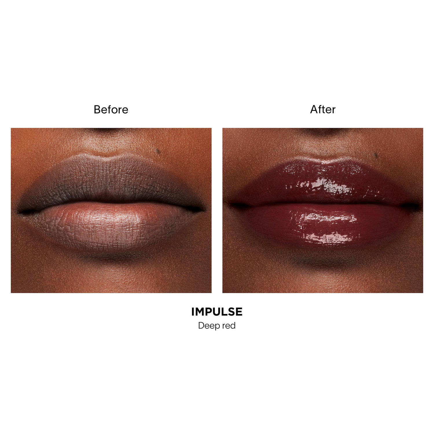 Before and after results of using Hourglass Phantom Volumizing Glossy Balm variant: Impulse