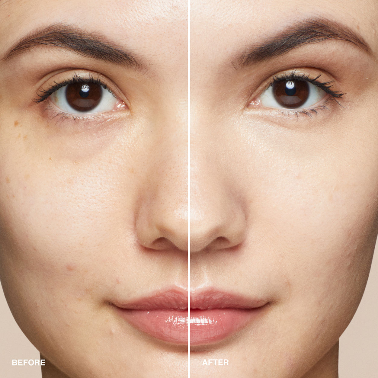 Before and after results of using Bobbi Brown Skin Concealer Stick variant: Ivory