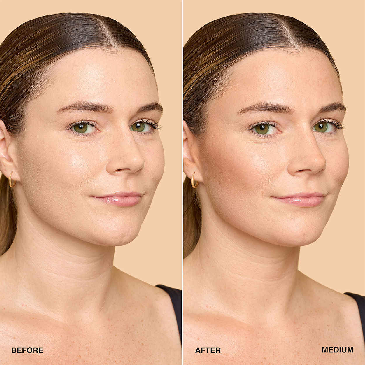 Before and after results of using Bobbi Brown Bronzer Powder variant: Light