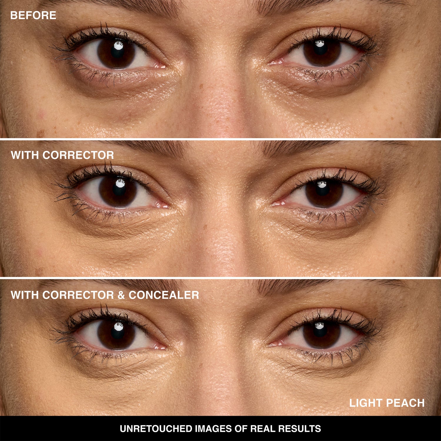 Before and after results of using Bobbi Brown Light Peach variant: Light Peach