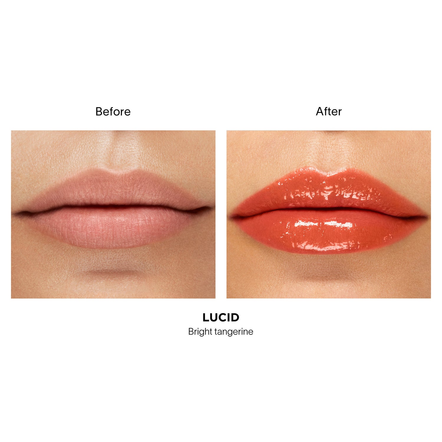 Before and after results of using Hourglass Phantom Volumizing Glossy Balm variant: Lucid