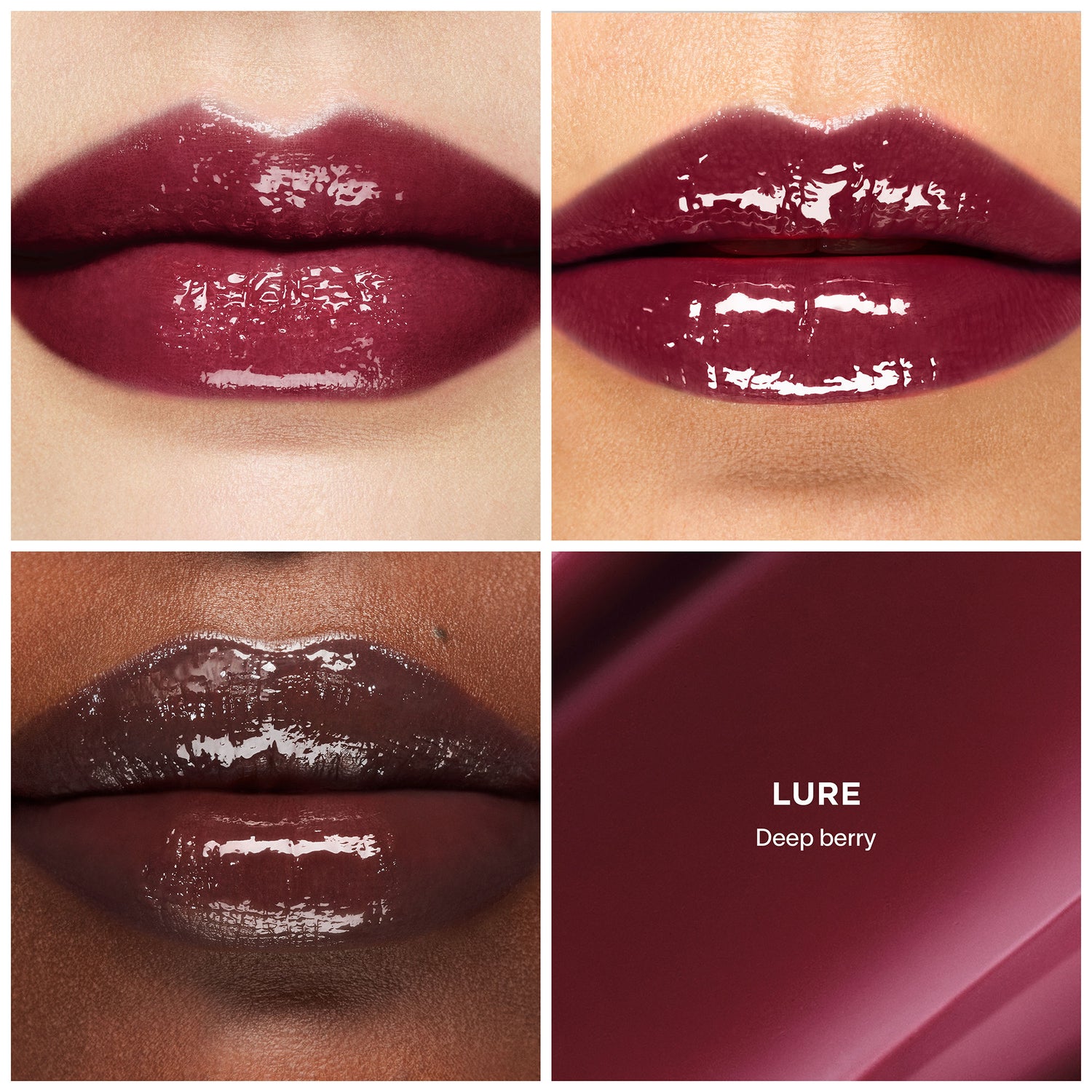 A shade comparison of Hourglass Phantom Volumizing Glossy Balm variant: Lure