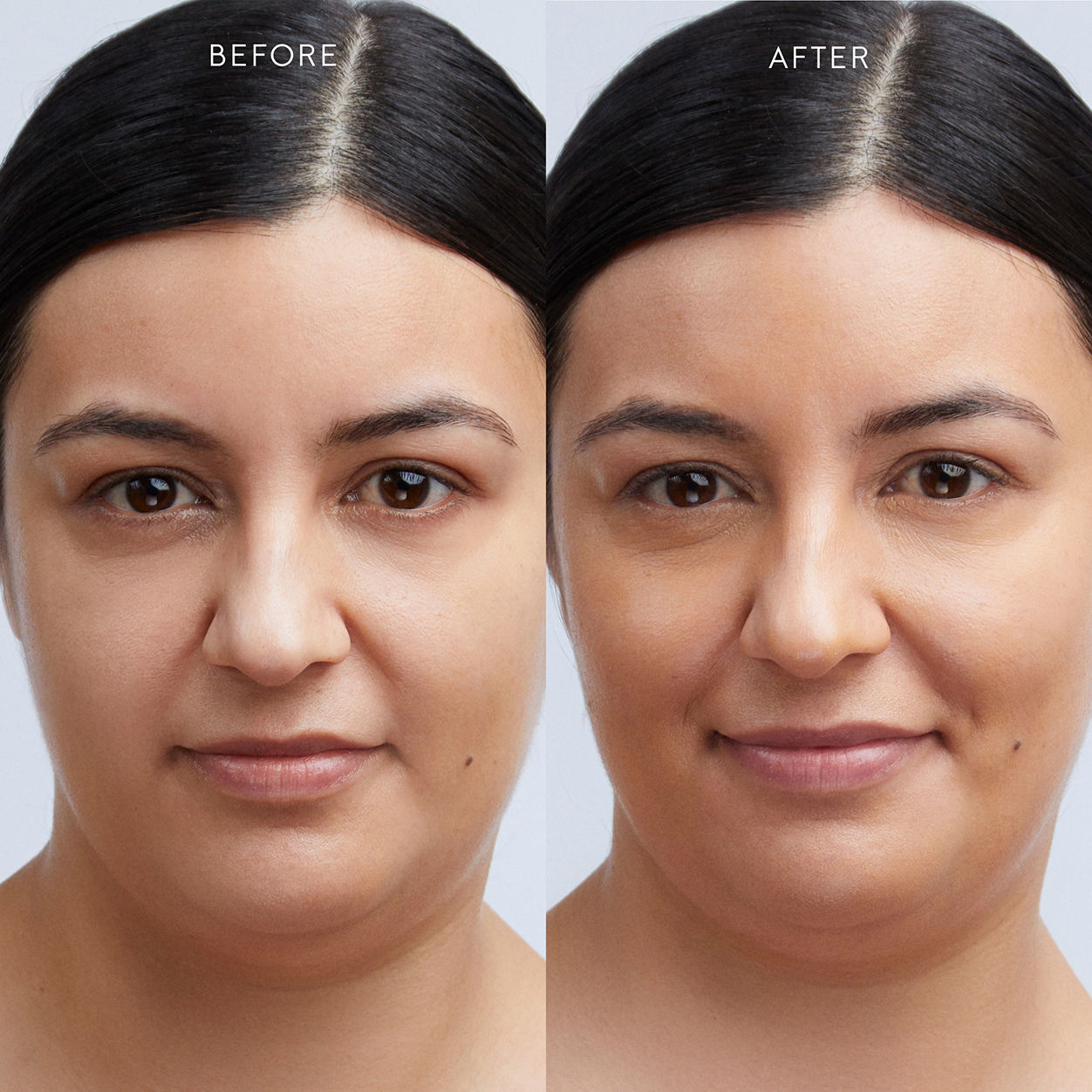 Before and after results of using Kjaer Weis The Beautiful Tint variant: M5