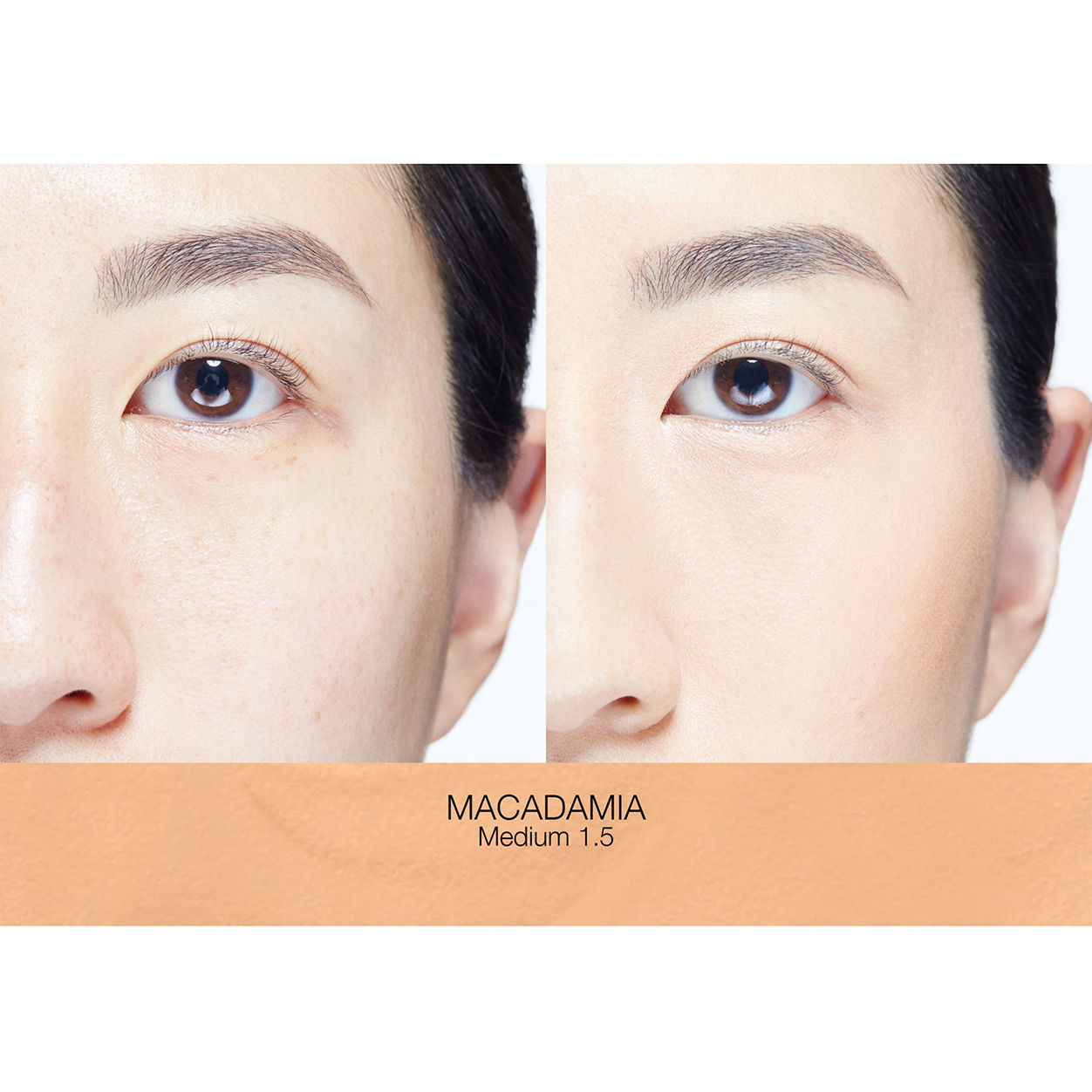 Before and after results of using Nars Soft Matte Complete Concealer variant: Macadamia