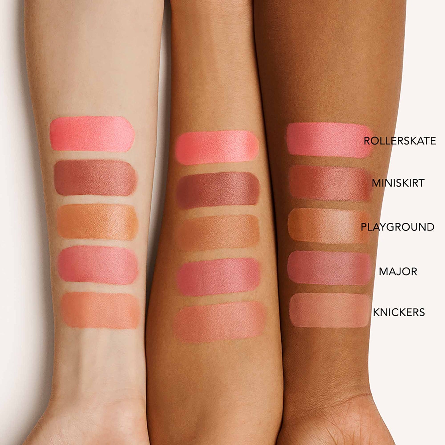 An arm swatch of Victoria Beckham Beauty Cheeky Posh variant: Major