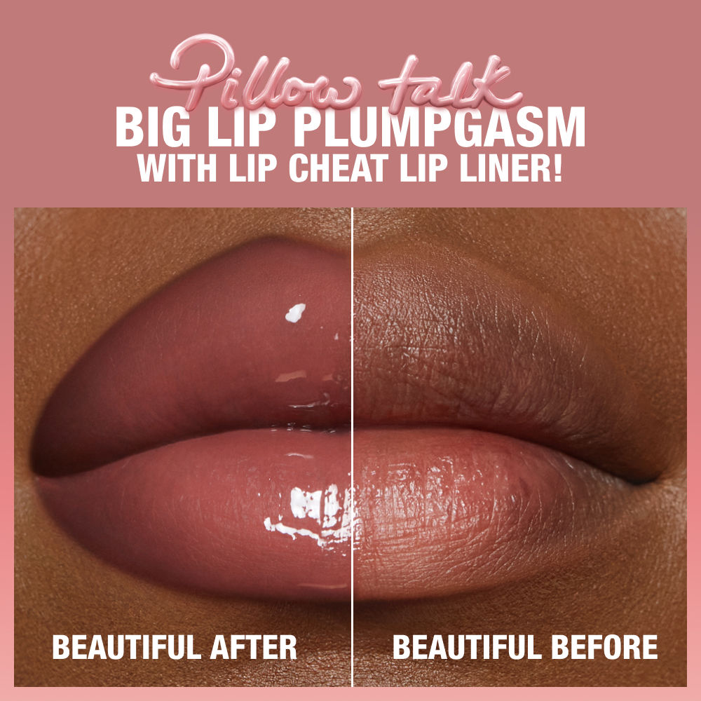 Before and after results of using Charlotte Tilbury Pillow Talk Big Lip Plumpgasm variant: Medium/Deep
