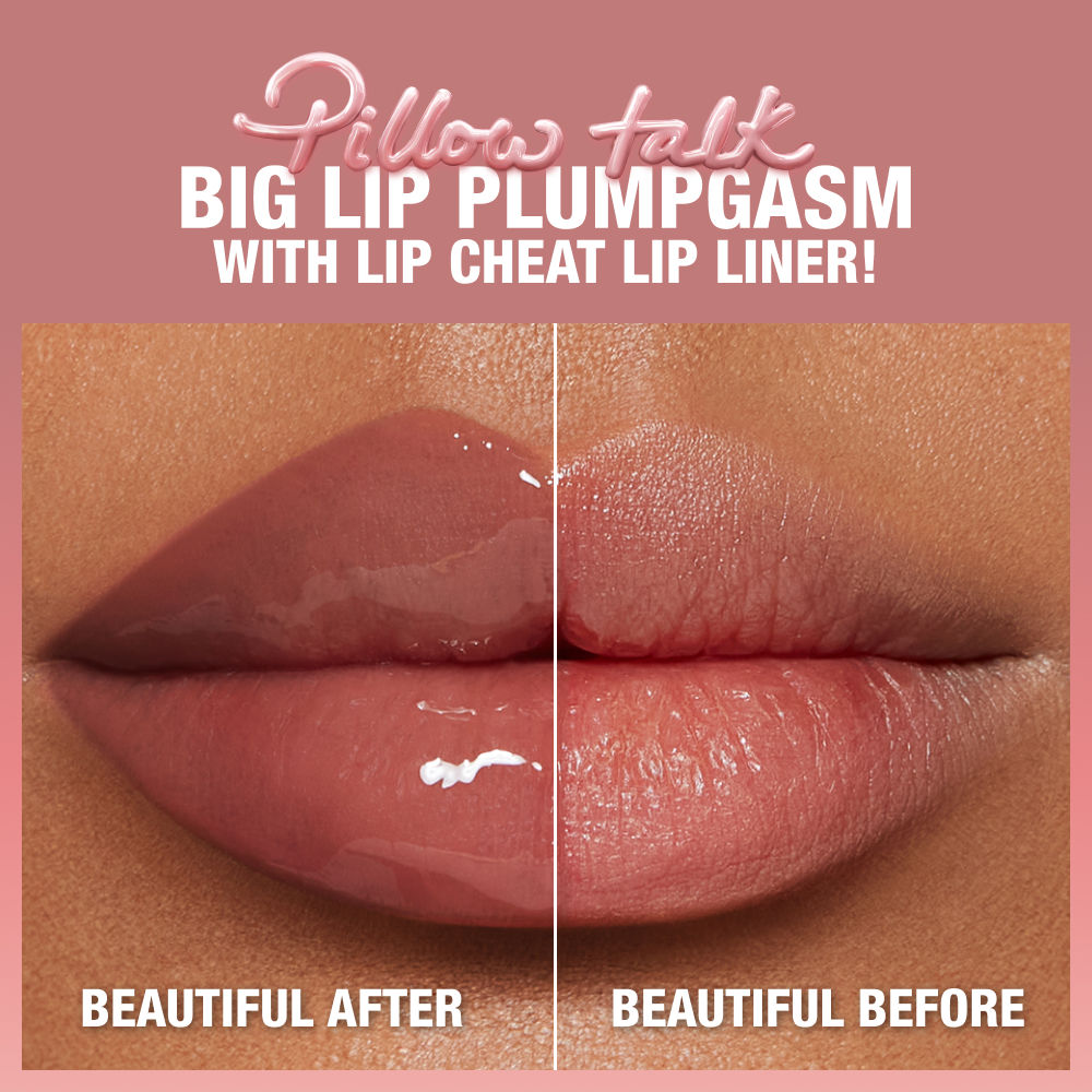 Before and after results of using Charlotte Tilbury Pillow Talk Big Lip Plumpgasm variant: Medium/Deep