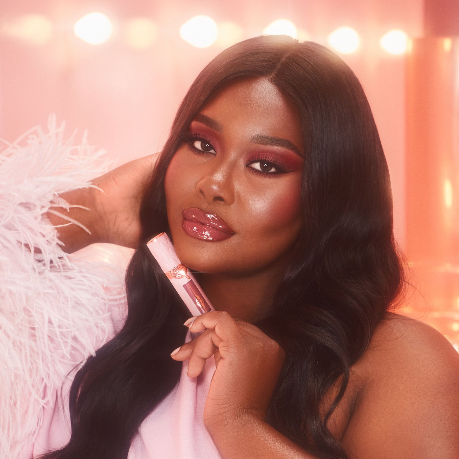 Model image of Charlotte Tilbury Pillow Talk Big Lip Plumpgasm variant: Medium/Deep