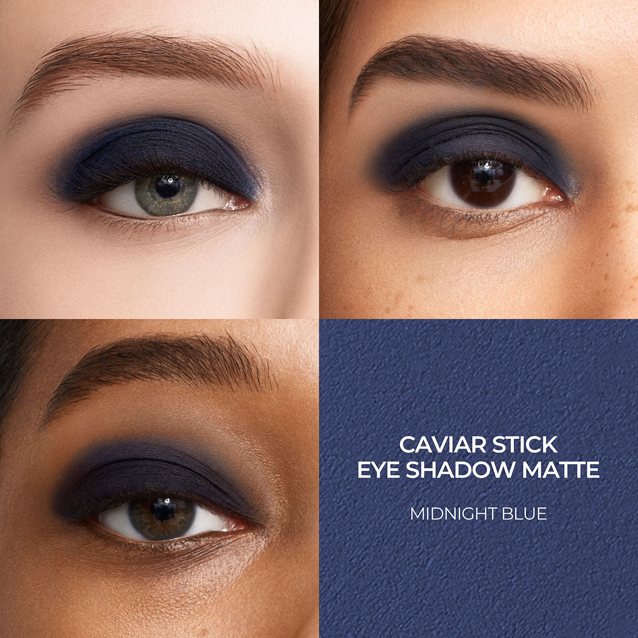A shade comparison of Laura Mercier Caviar Stick Matte Eye Shadow variant: Midnight Blue