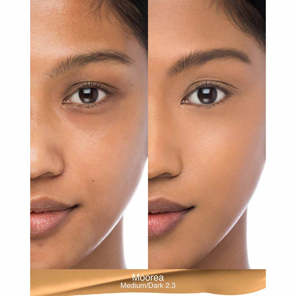 Before and after results of using Nars Natural Radiant Longwear Foundation variant: Moorea MD2.3