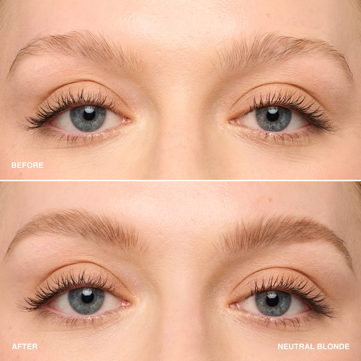 Before and after results of using Bobbi Brown Precise 24-Hour Ultra Slim Eyebrow Pencil variant: Neutral Blonde
