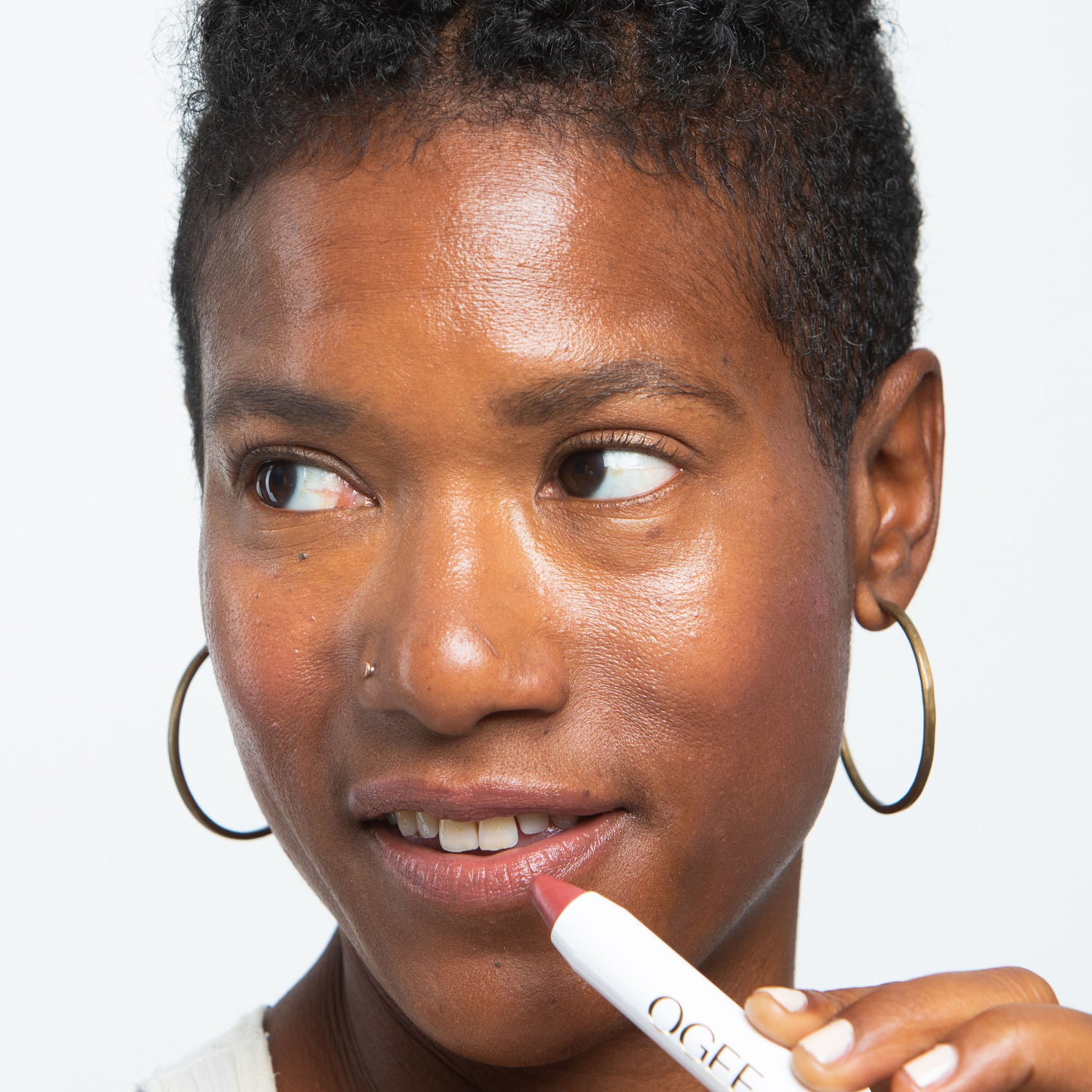 Model image of Ogee Tinted Sculpted Lip Oil variant: Nolana