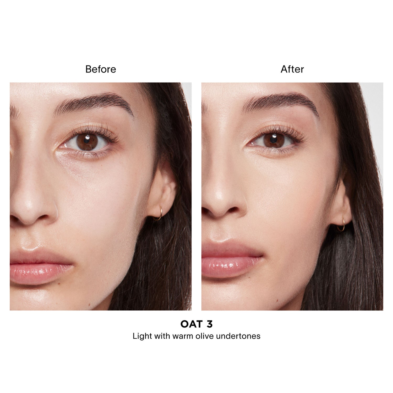 Before and after results of using Hourglass Vanish Airbrush Concealer variant: Oat 3
