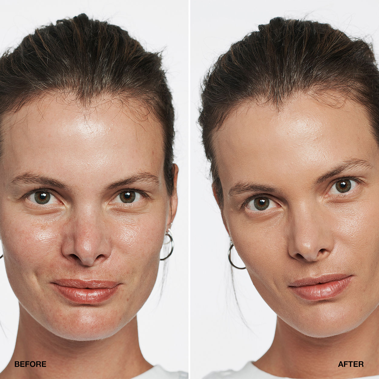 Before and after results of using Clinique Even Better Makeup Broad Spectrum SPF 15 variant: PORCELAIN BEIGE