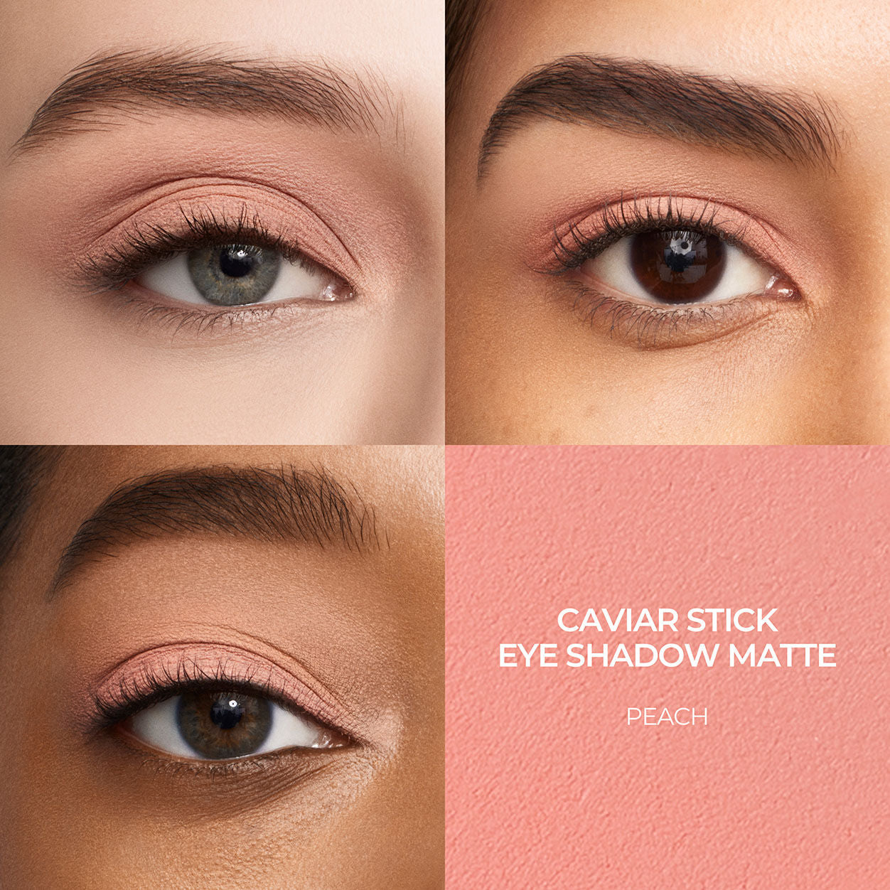 A shade comparison of Laura Mercier Caviar Stick Matte Eye Shadow variant: Peach